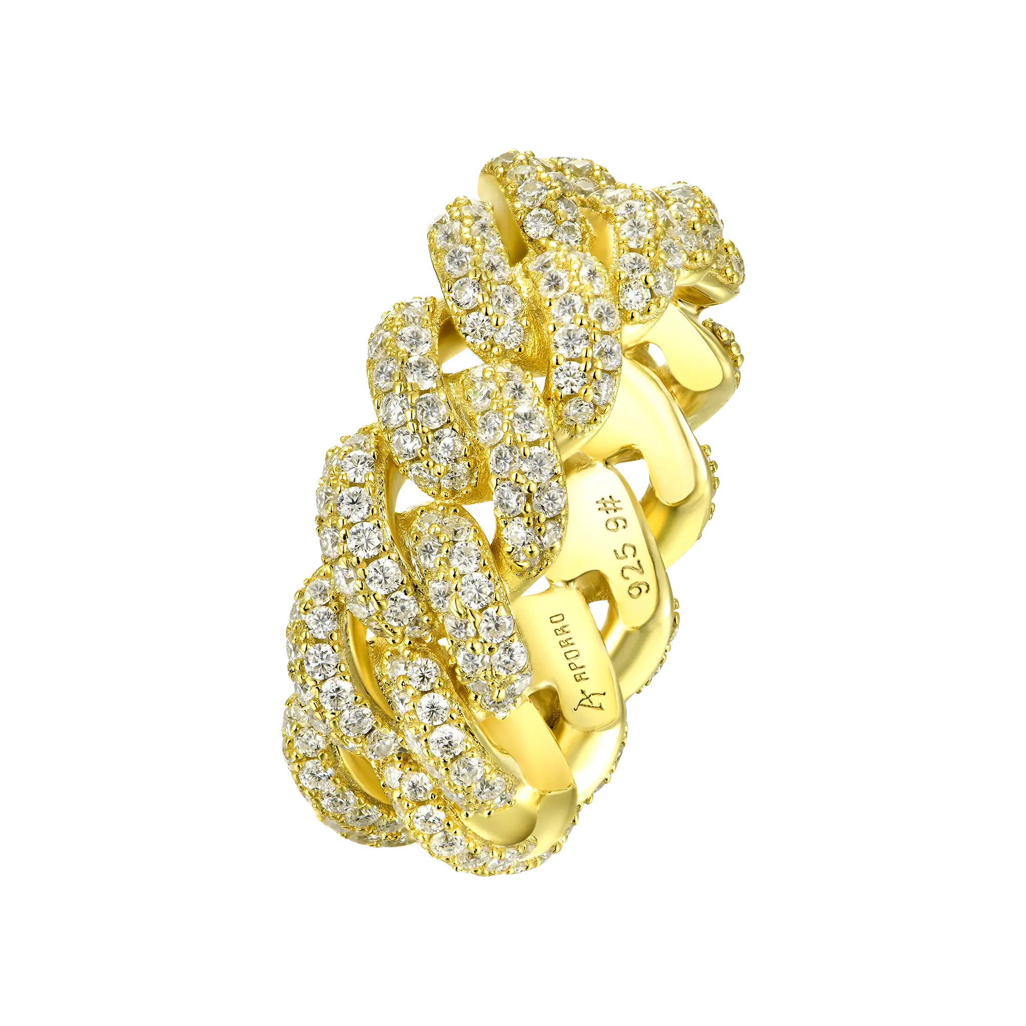 Moissanite Cuban Link Ring - 9mm - Image 10