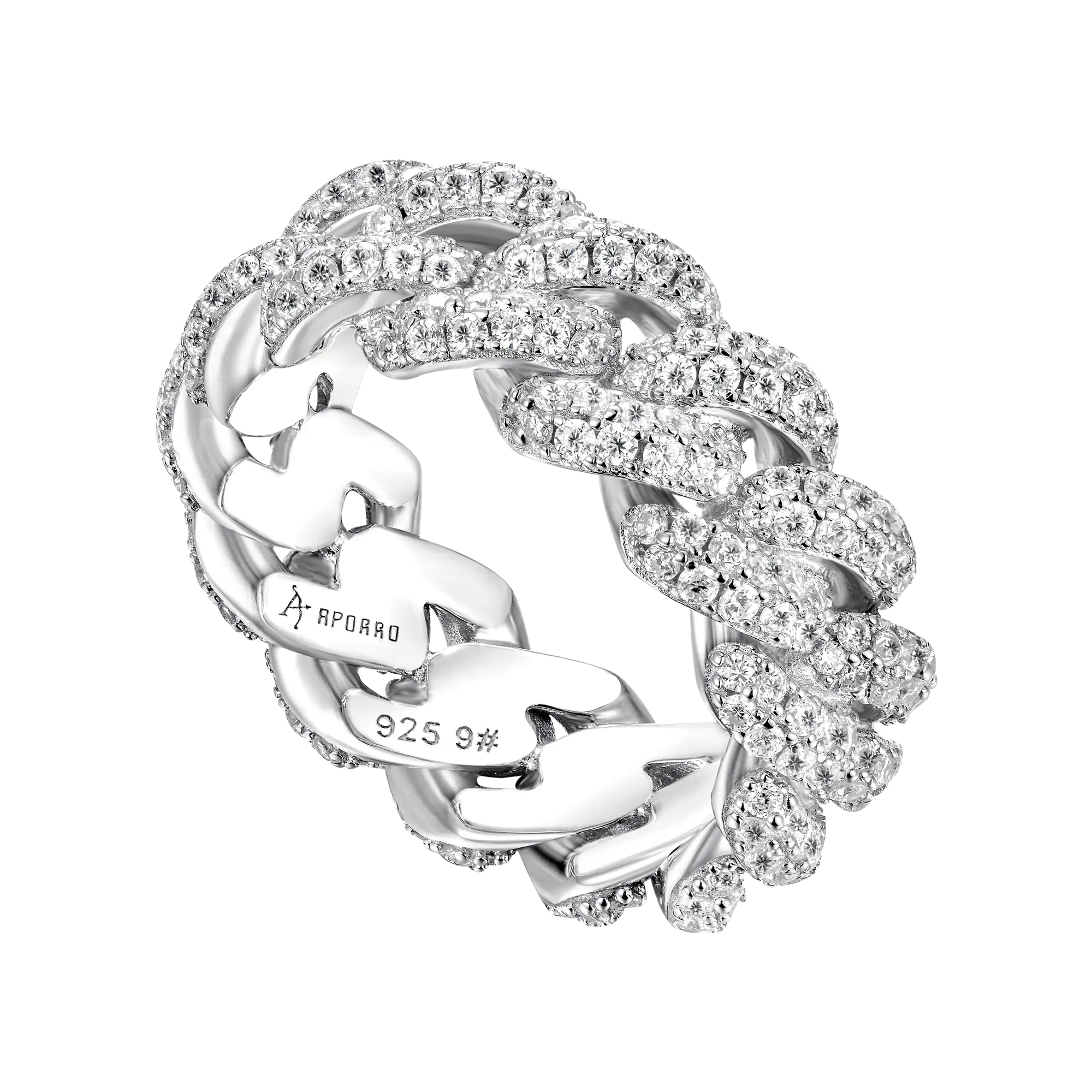Moissanite Cuban Link Ring - 9mm - Image 4