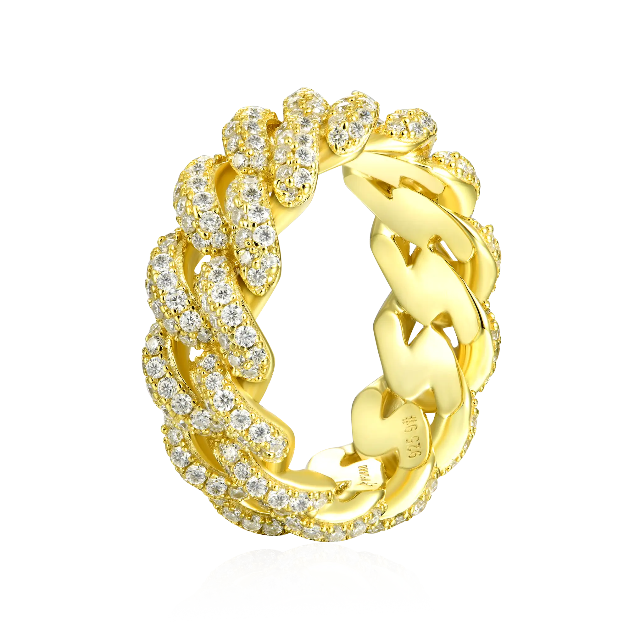 Moissanite Cuban Link Ring - 9mm - Image 6