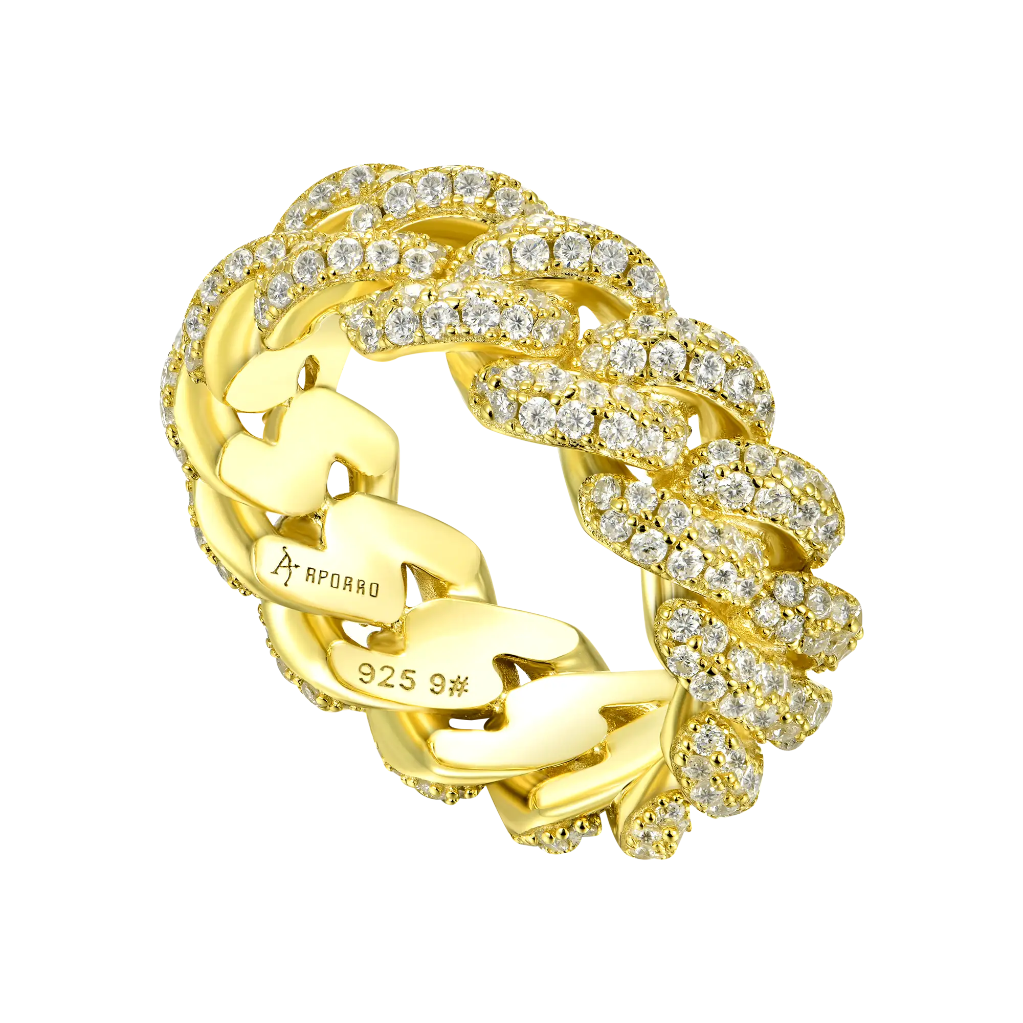 Moissanite Cuban Link Ring - 9mm - Image 9