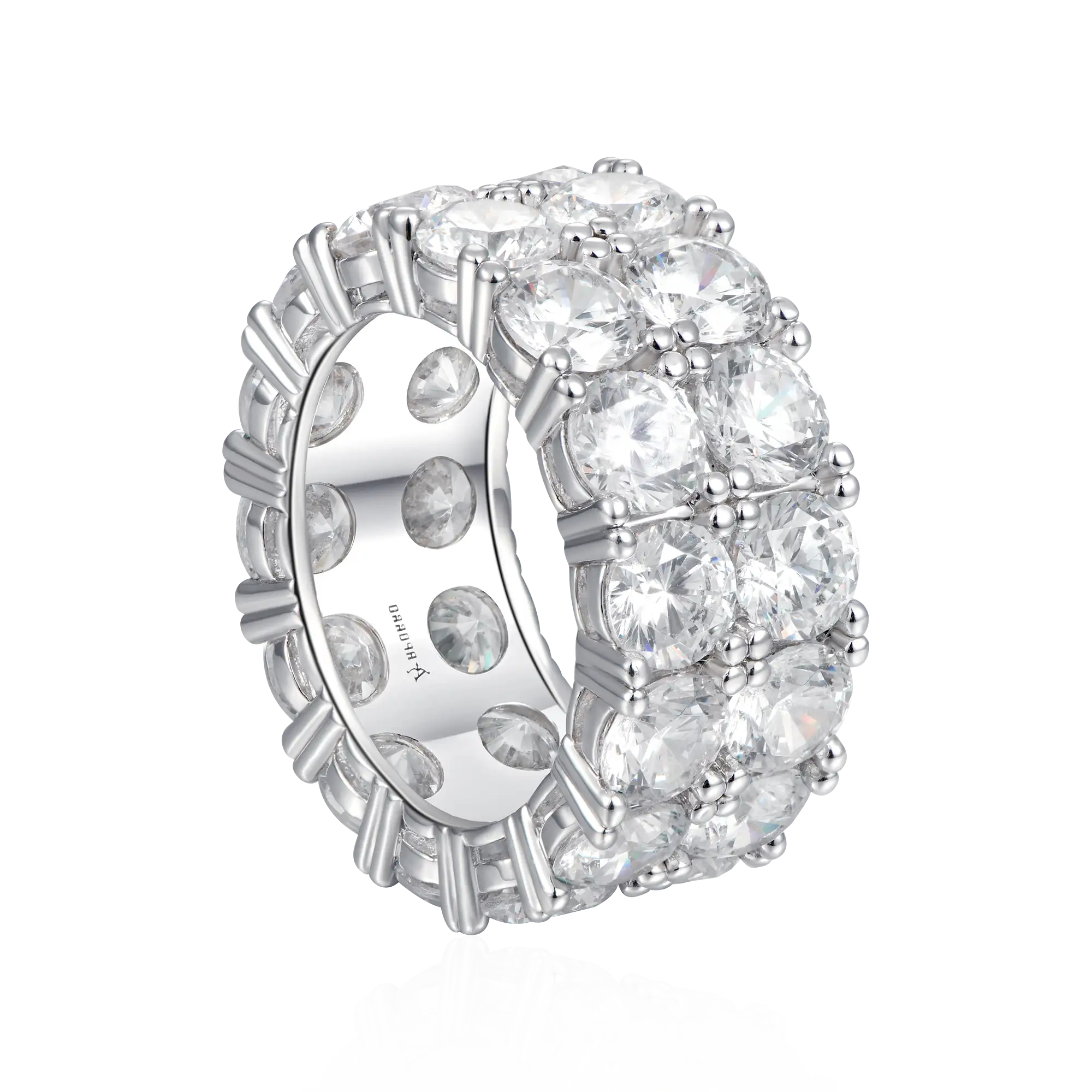 Moissanite Double Row Tennis Ring - 10mm - Image 3