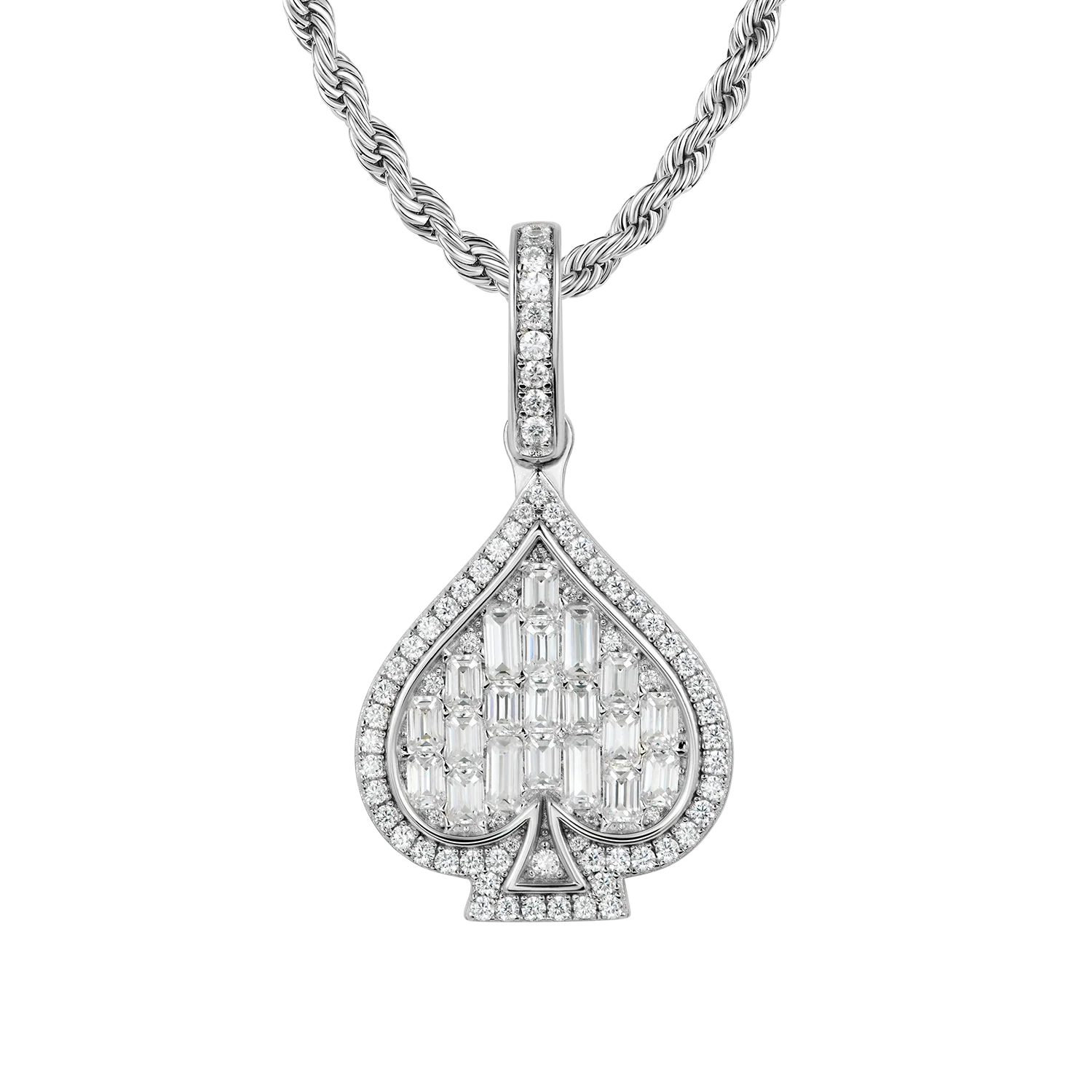 Moissanite Emerald Cut Spade Pendant