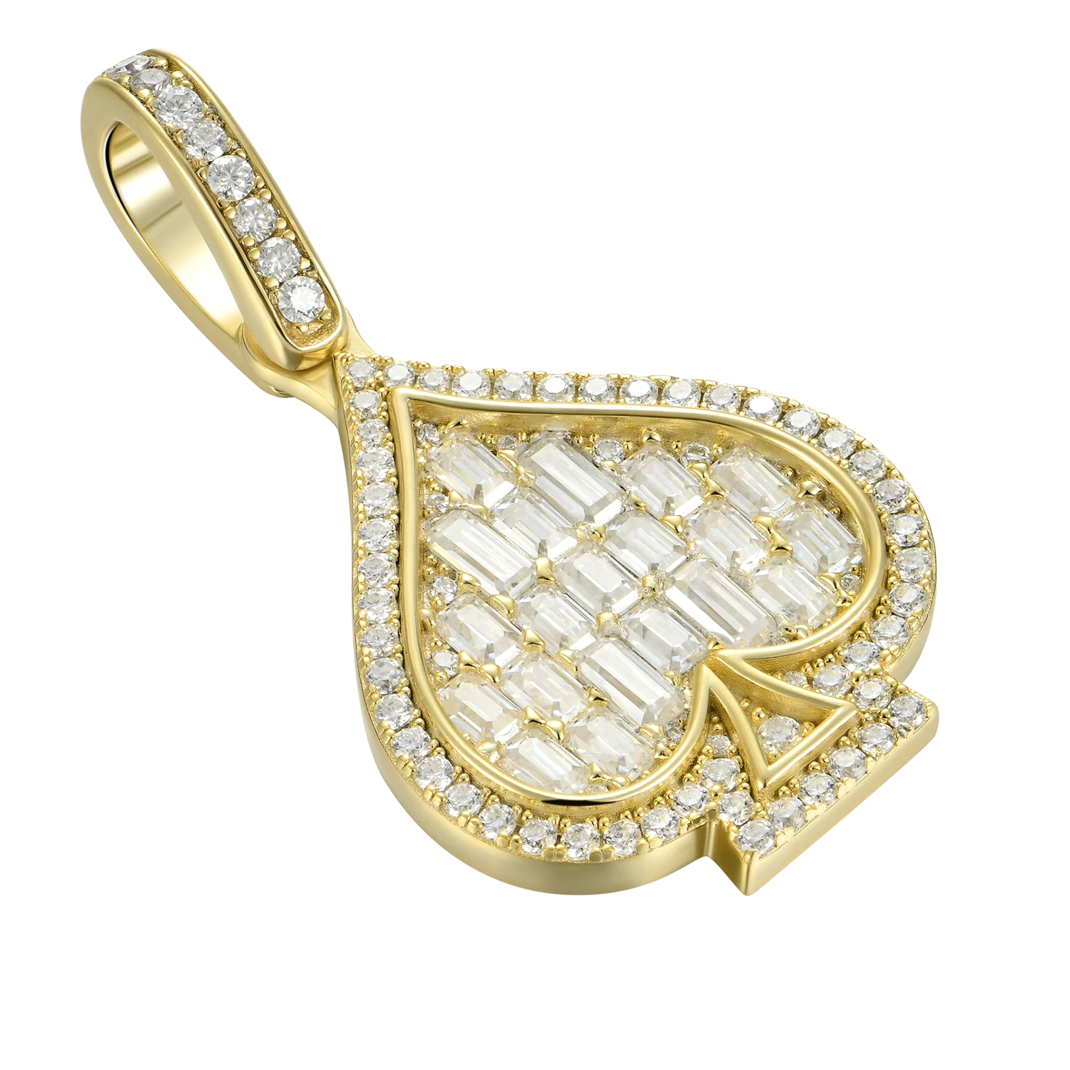 Moissanite Emerald Cut Spade Pendant - Image 8