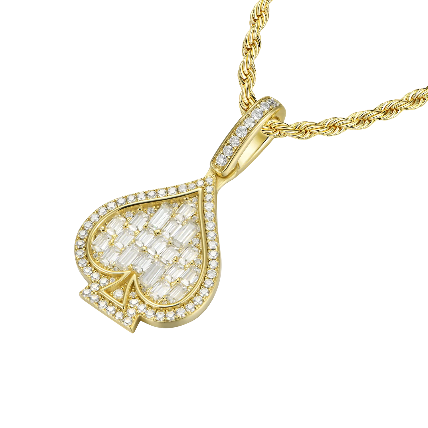 Moissanite Emerald Cut Spade Pendant - Image 9