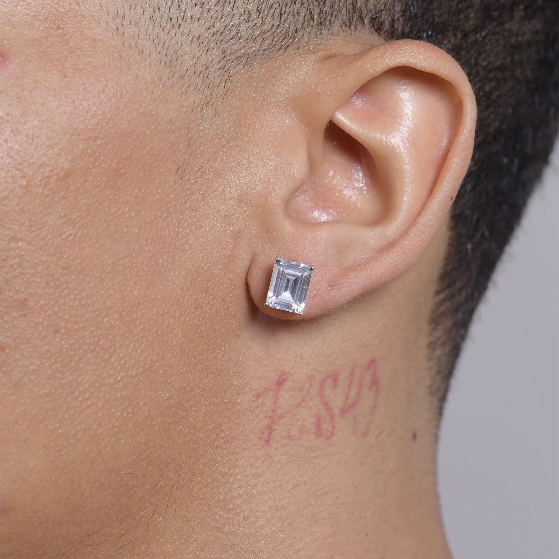 Moissanite S925 Emerald Cut Stud Earrings - Image 2