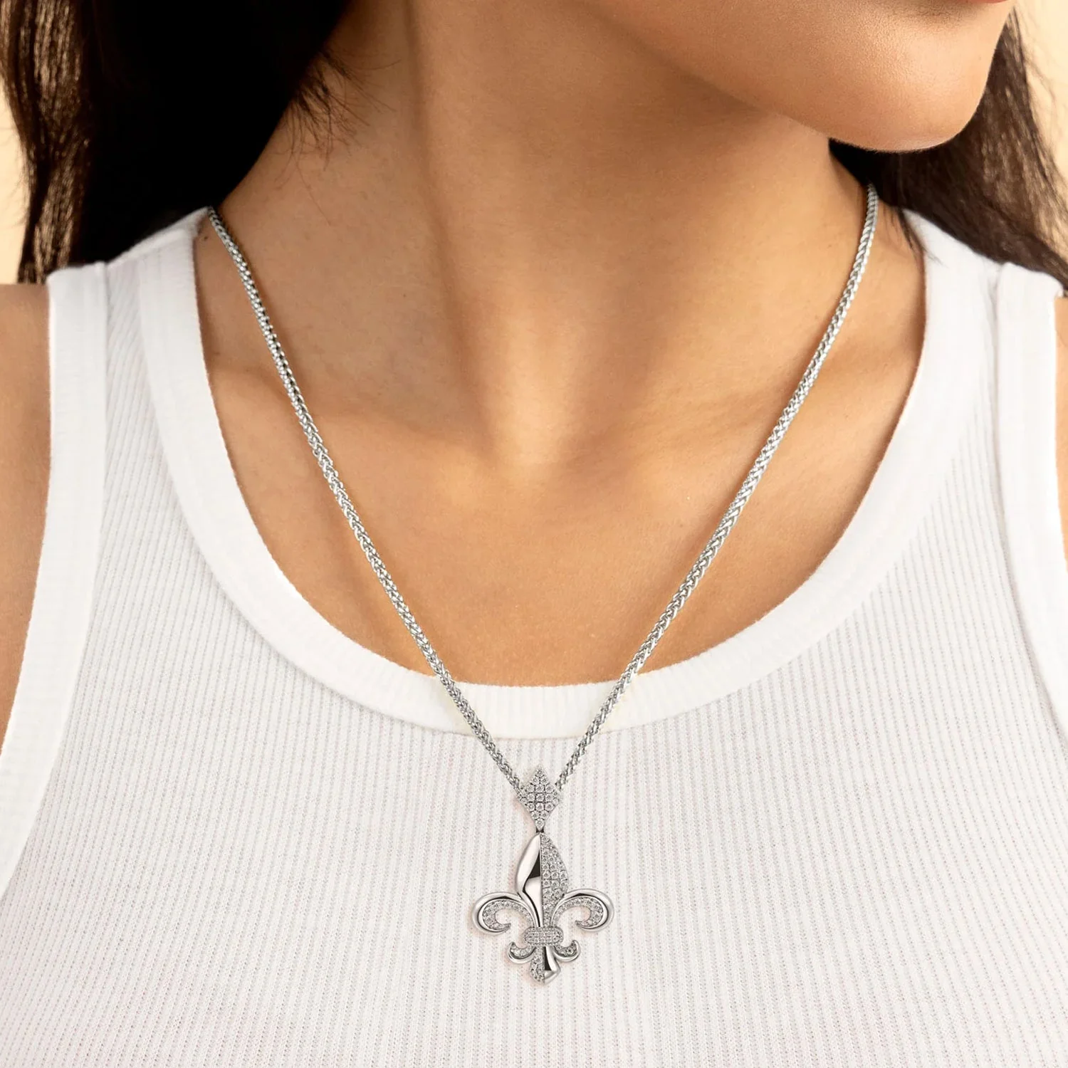 Moissanite Fleur de lis Pendant - Image 3