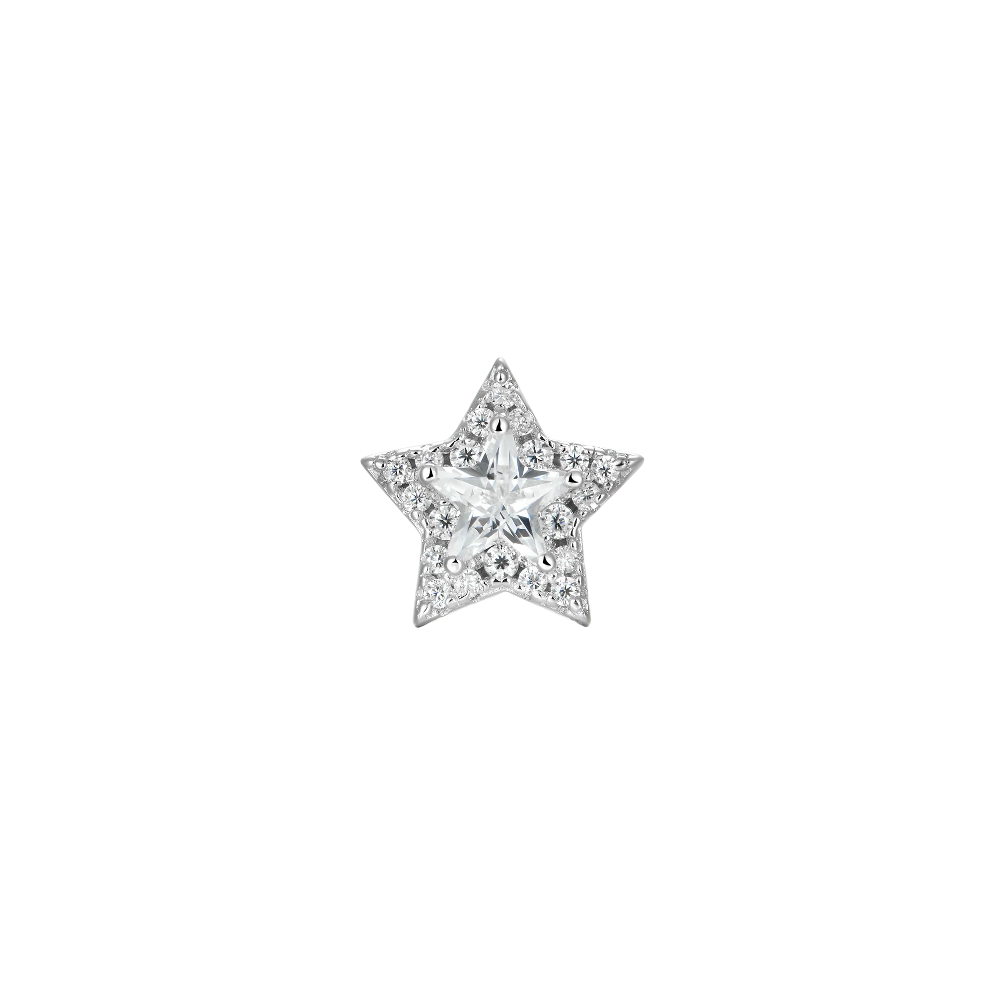 Single Moissanite Halo Star Stud Earring - Image 3