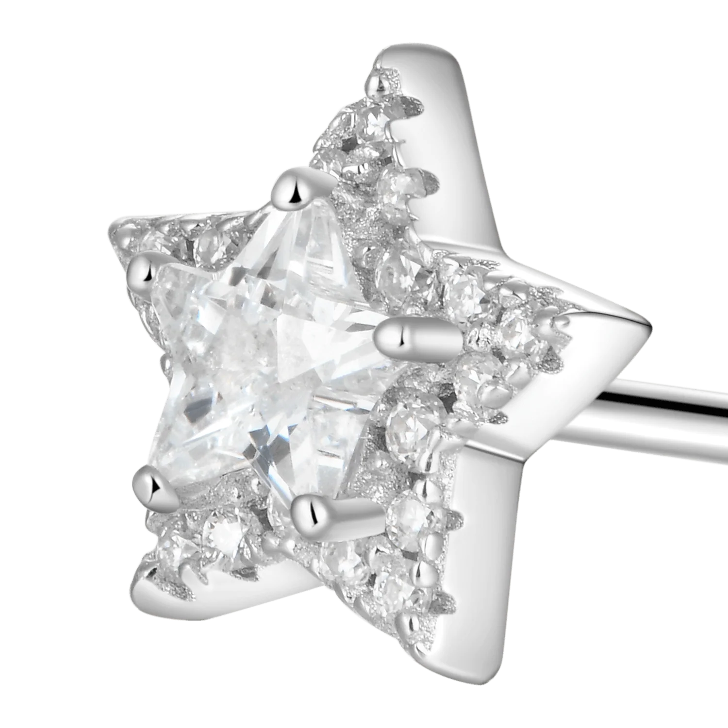 Single Moissanite Halo Star Stud Earring - Image 7