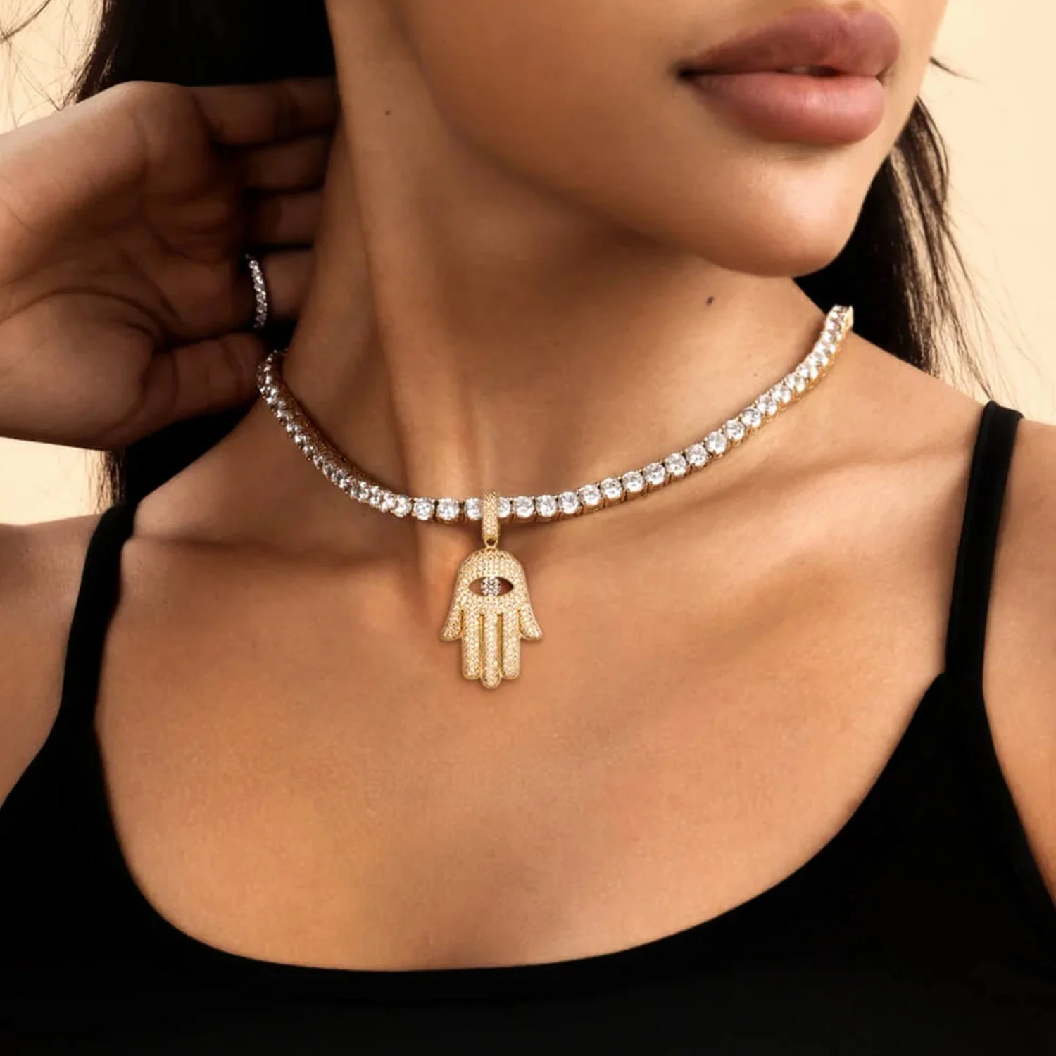 Moissanite Hamsa Pendant - Image 3