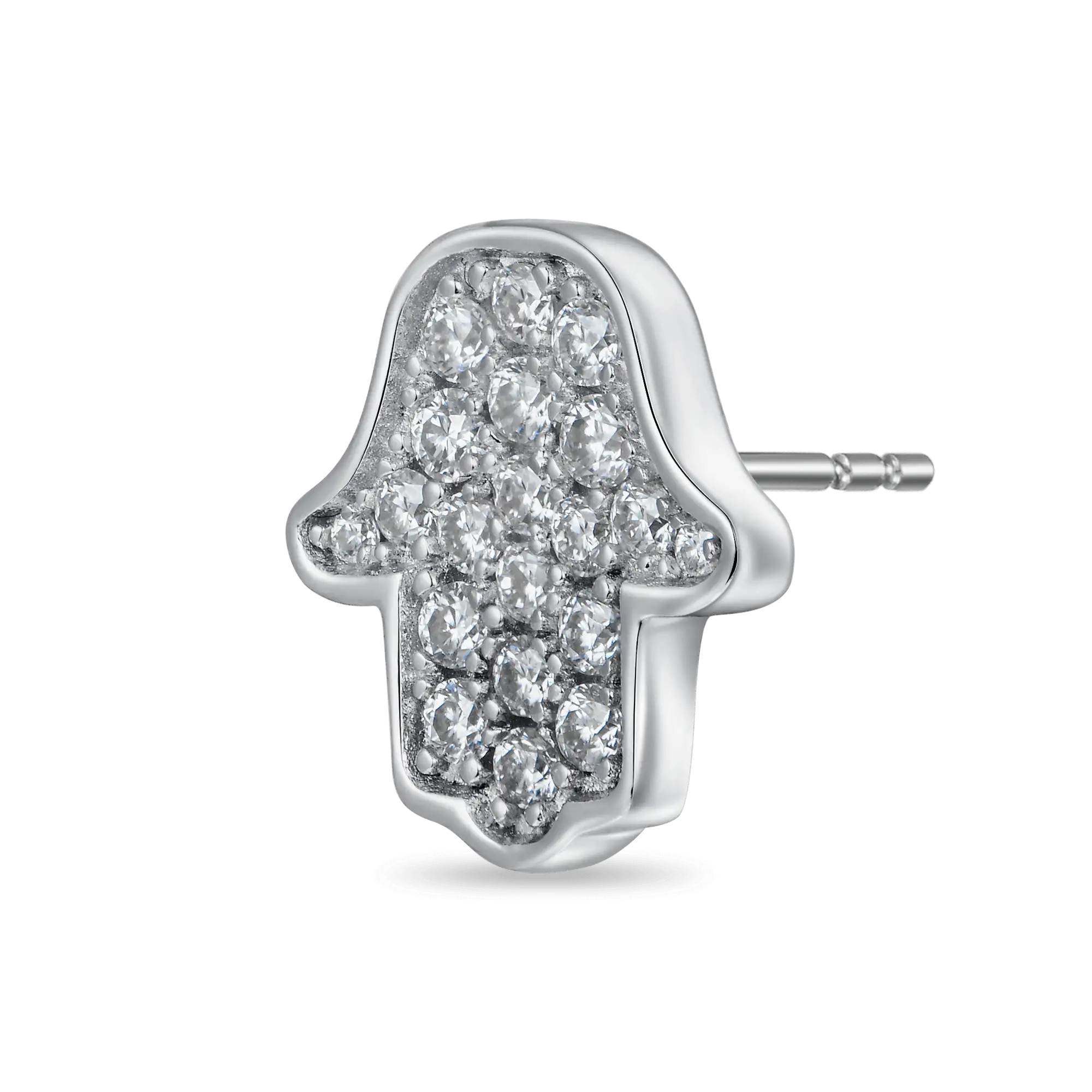 Moissanite S925 Hamsa Stud Earrings - Pair - Image 4