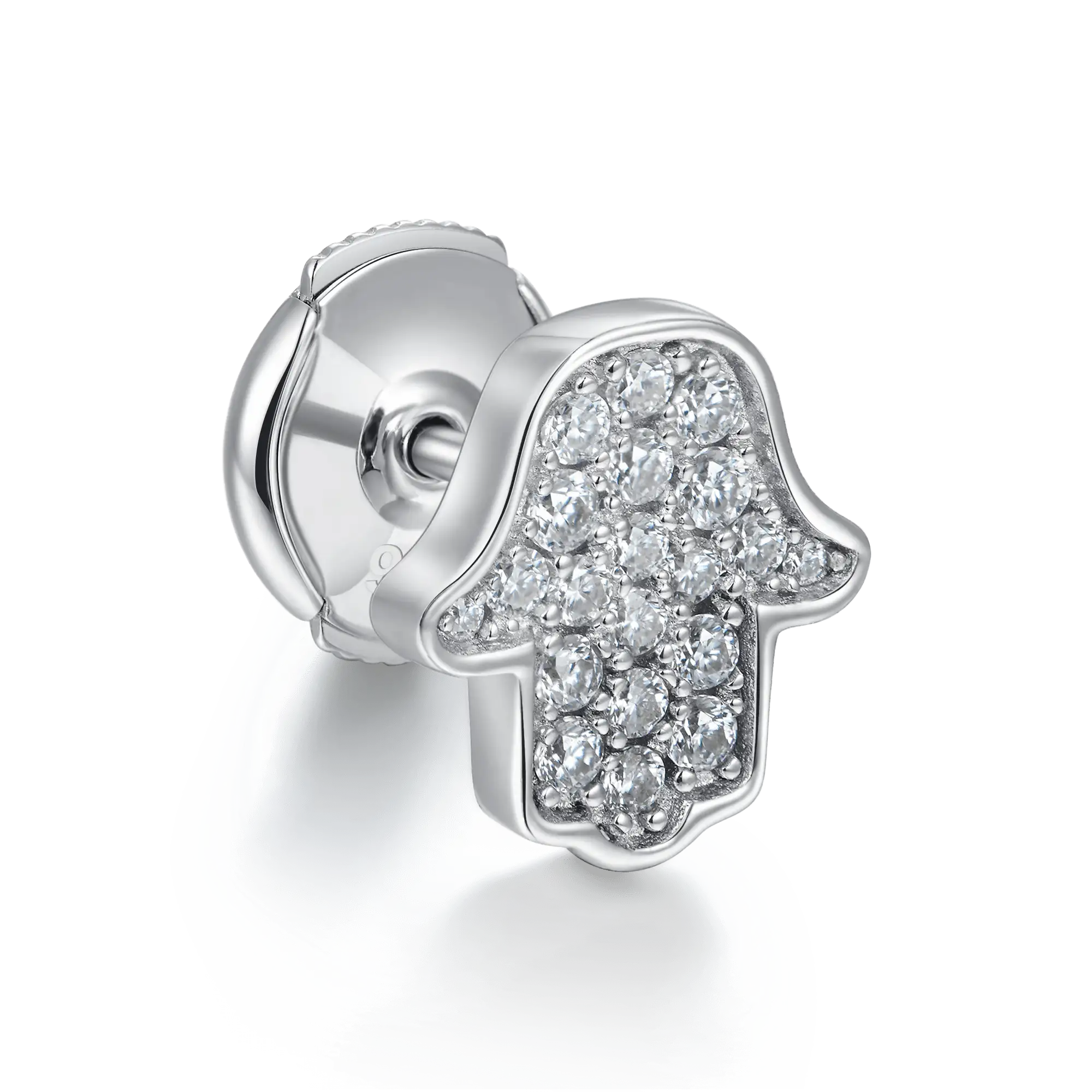 Moissanite S925 Hamsa Stud Earrings - Pair - Image 5