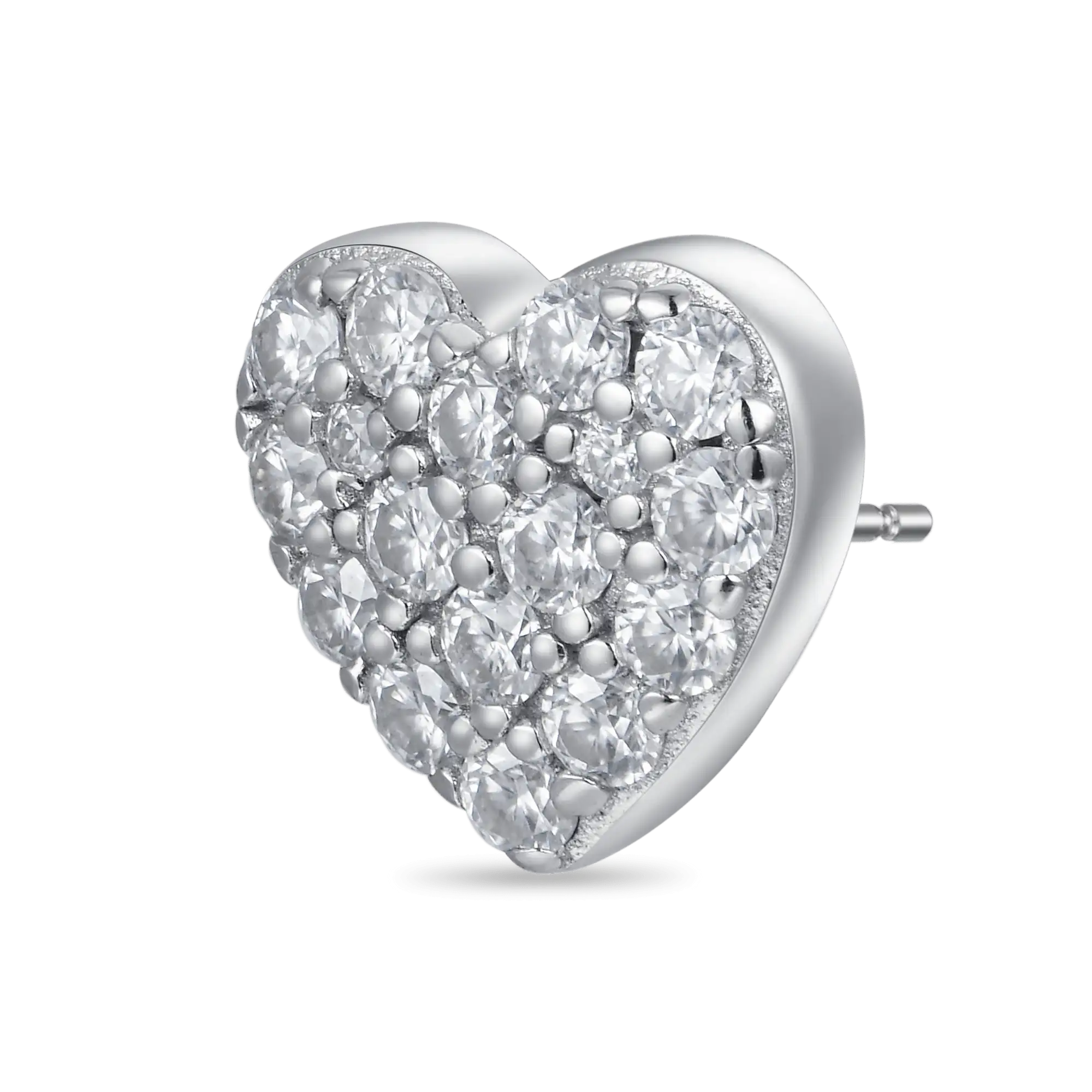 Moissanite S925 Round Cut Heart Stud Earring - Image 4