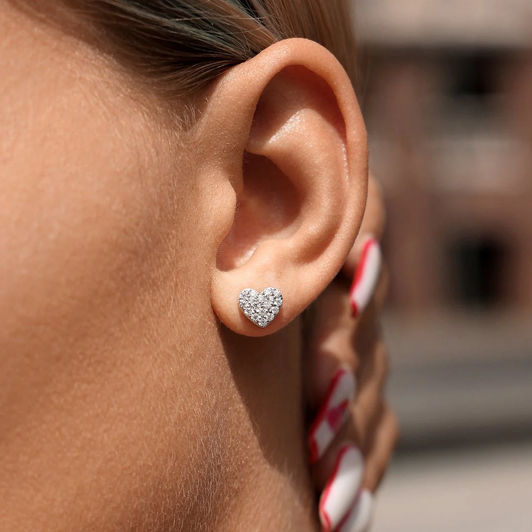 Moissanite Heart Shape Stud Earring-Single - Image 2