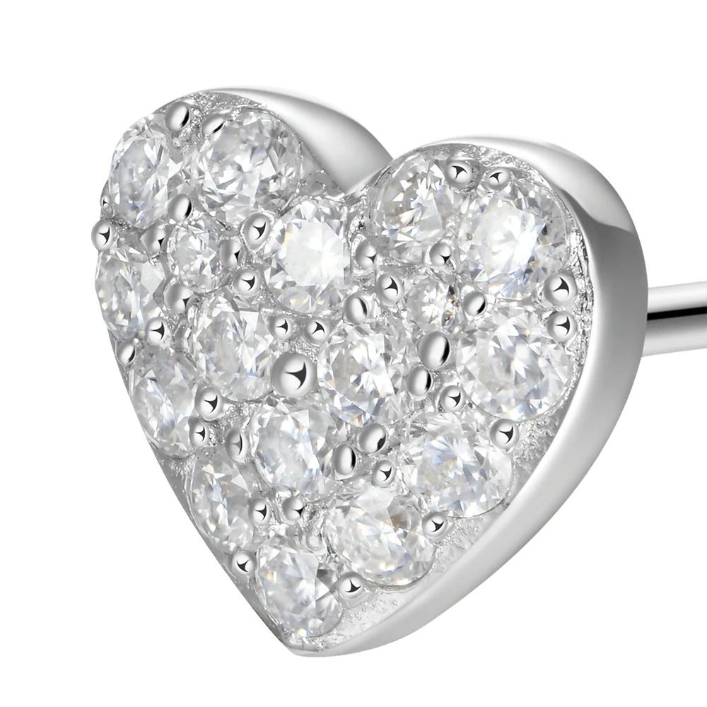 Moissanite Heart Shape Stud Earring-Single - Image 3