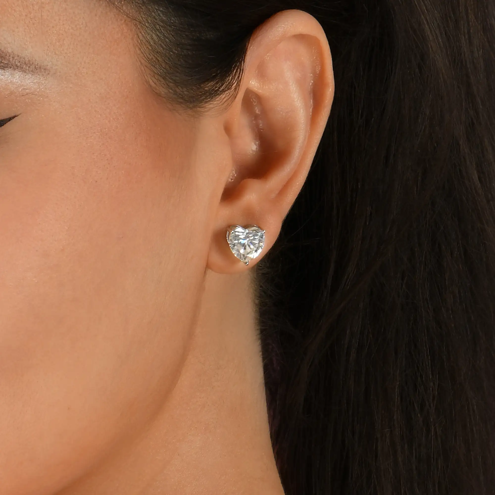 Moissanite S925 Heart Stud Earrings - Image 4