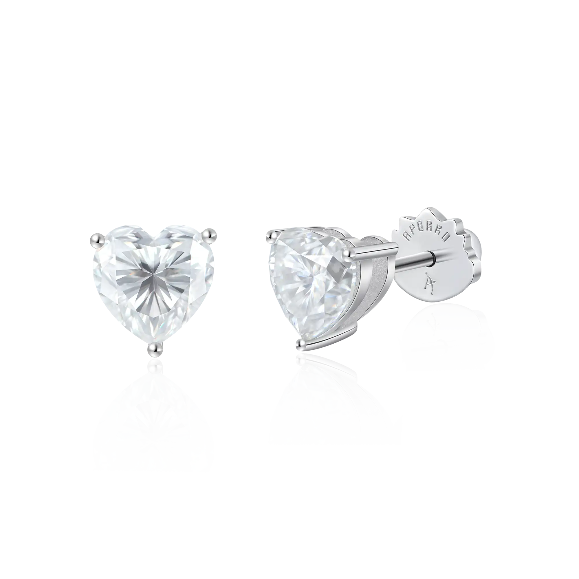 Moissanite S925 Heart Stud Earrings - Image 9