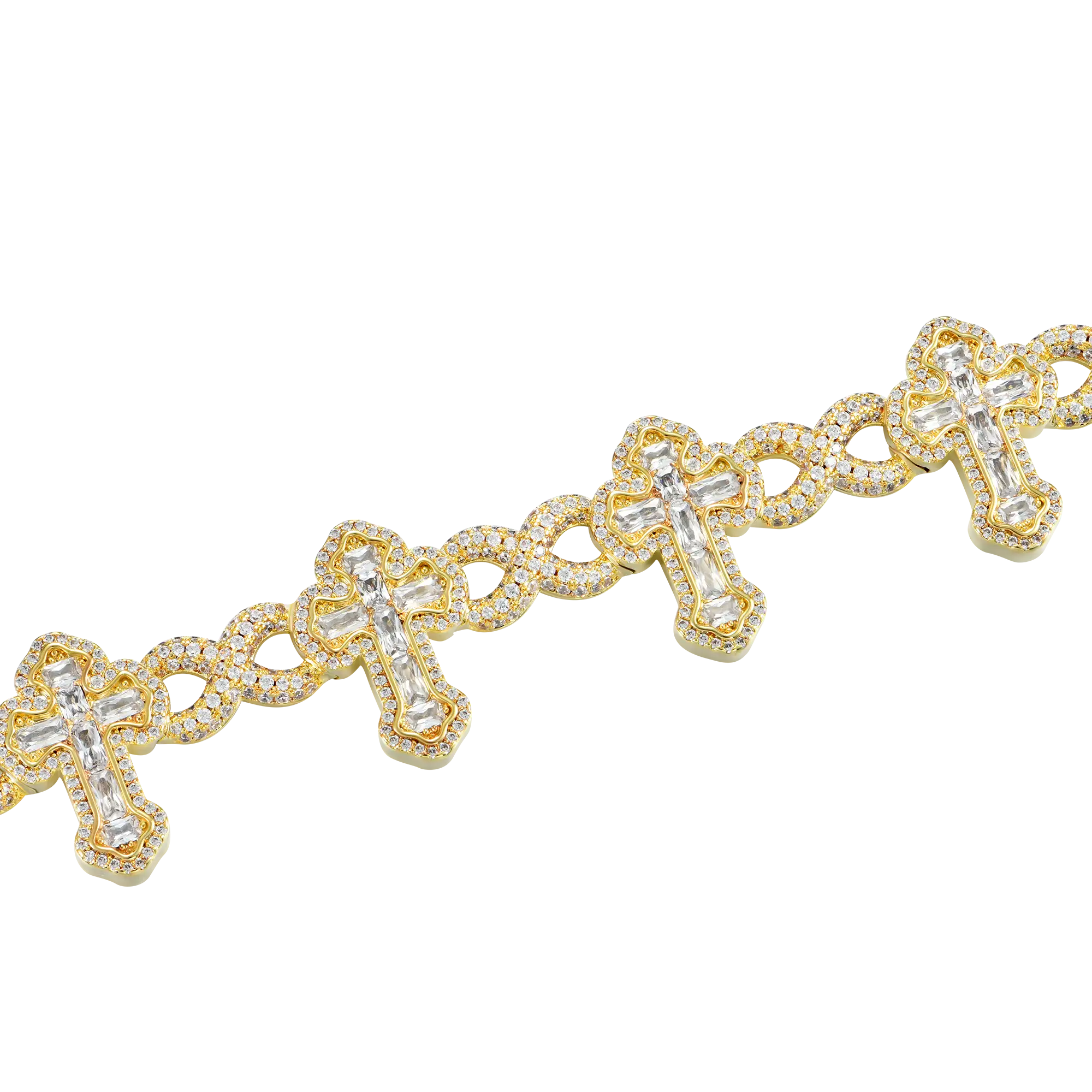 Moissanite Infinity Link Emerald Cut Cross Bracelet - 8mm - Image 3