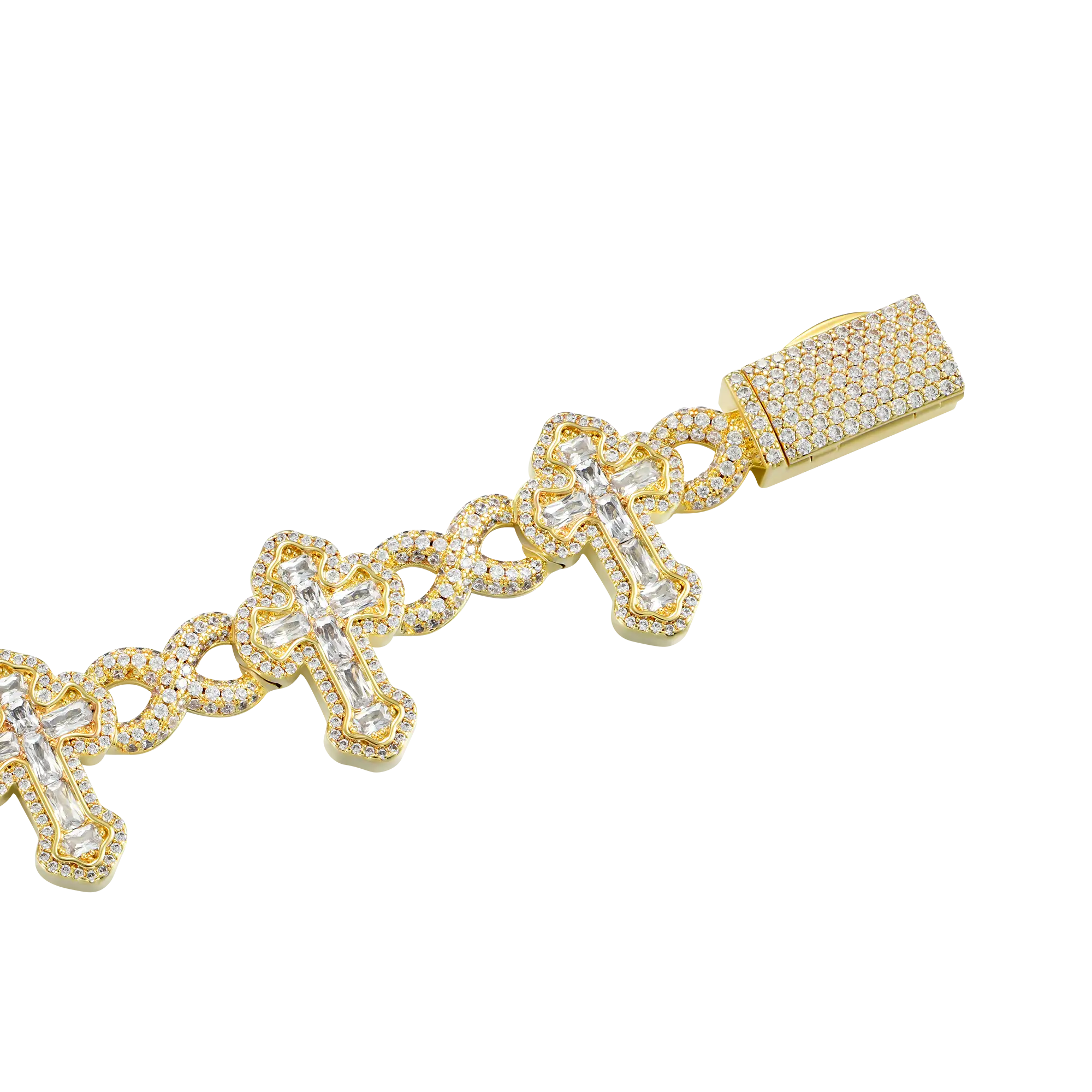 Moissanite Infinity Link Emerald Cut Cross Bracelet - 8mm - Image 4