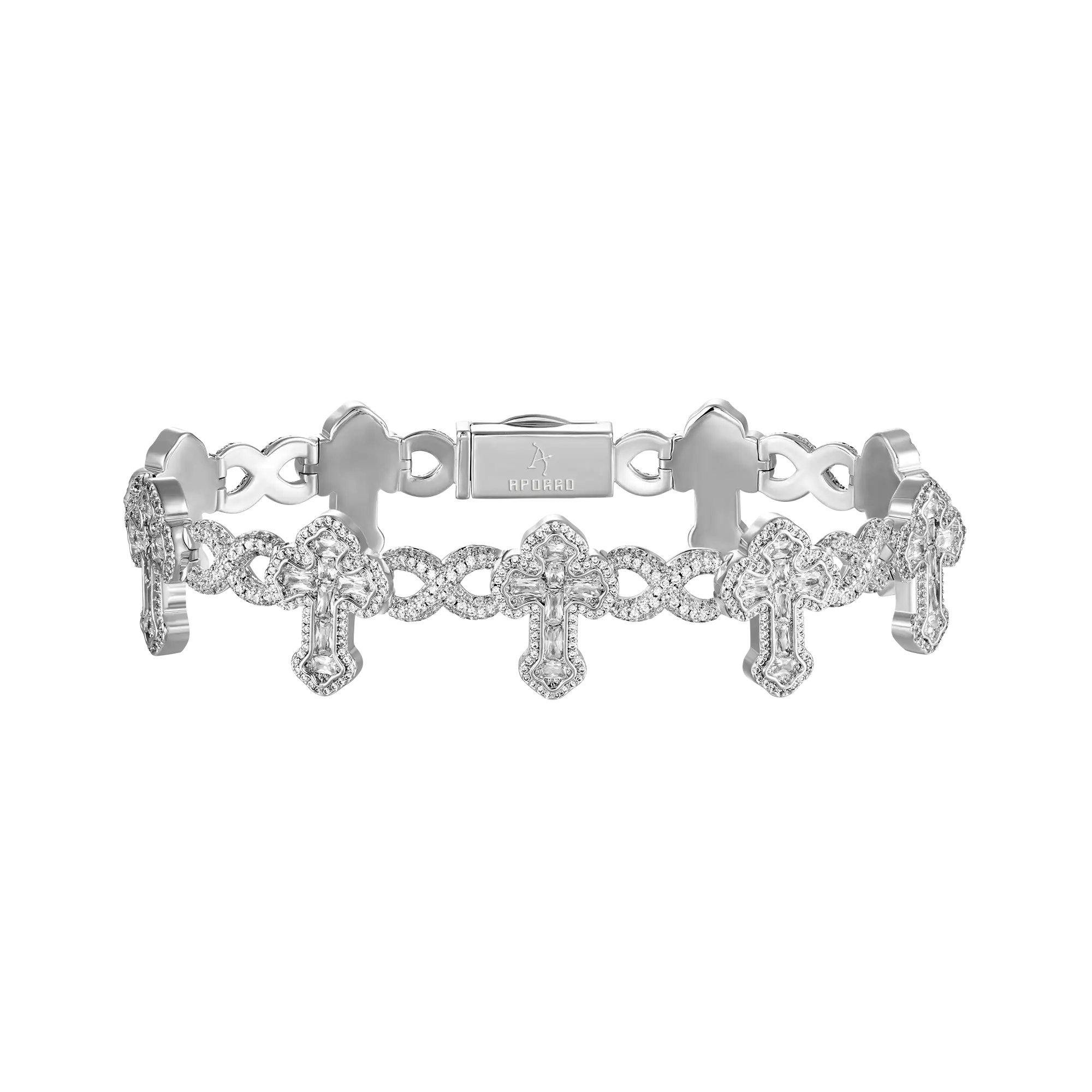 Moissanite Infinity Link Emerald Cut Cross Bracelet - 8mm - Image 6