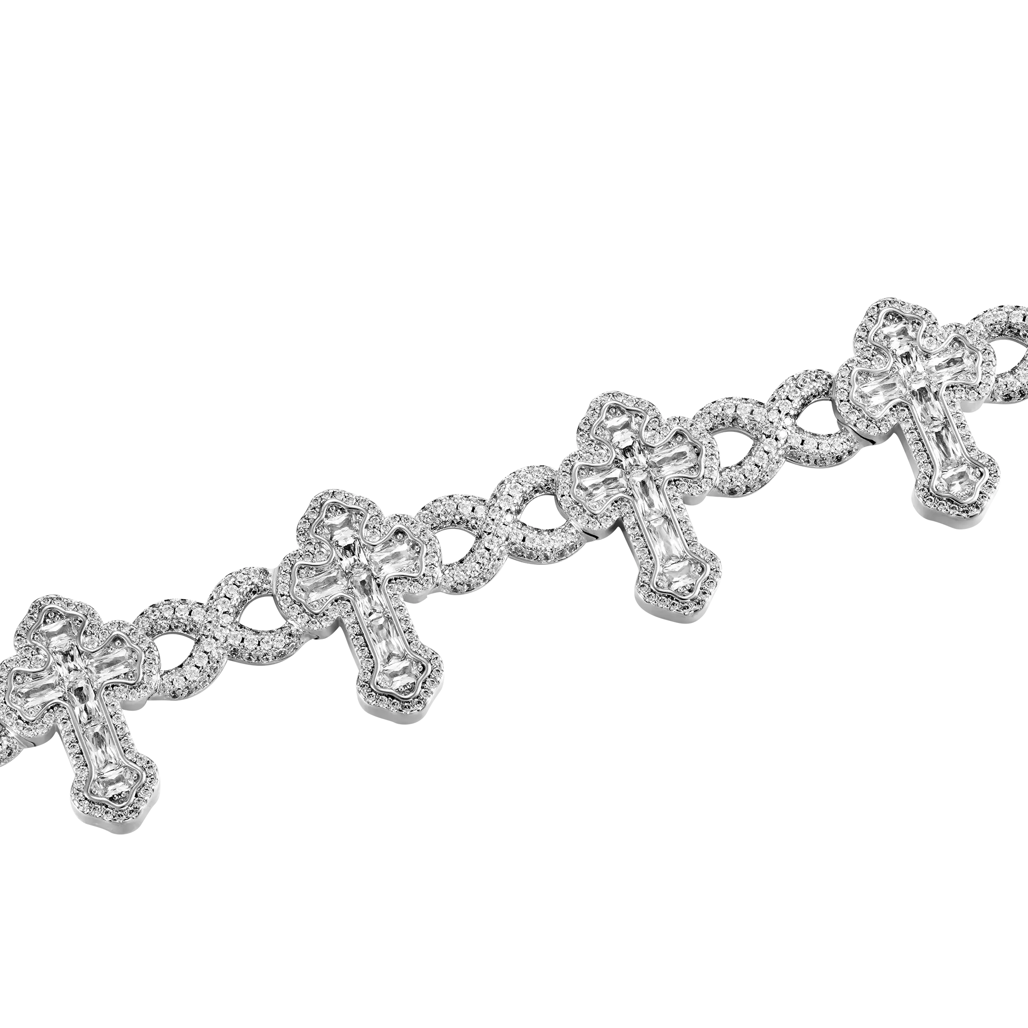 Moissanite Infinity Link Emerald Cut Cross Bracelet - 8mm - Image 7