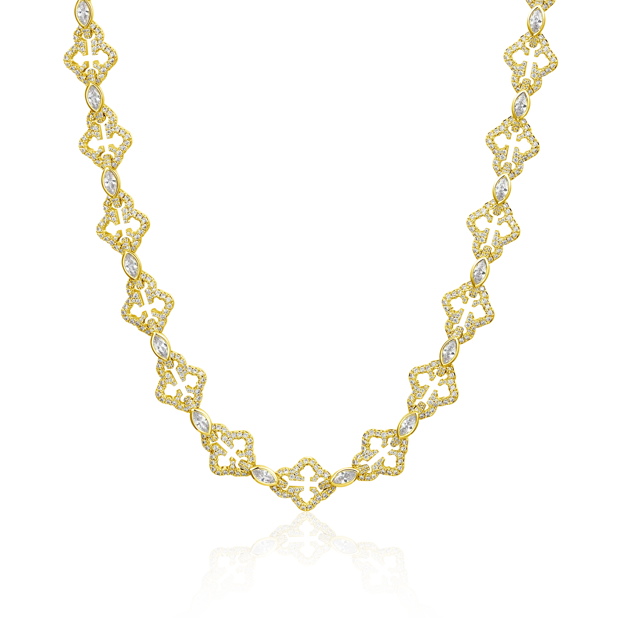 Moissanite Marquise Cut Mix Bottoni Cross Link Chain - 12mm - Image 7