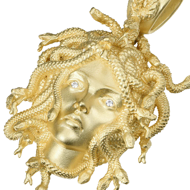 Moissanite Medusa Statue Pendant - Image 3