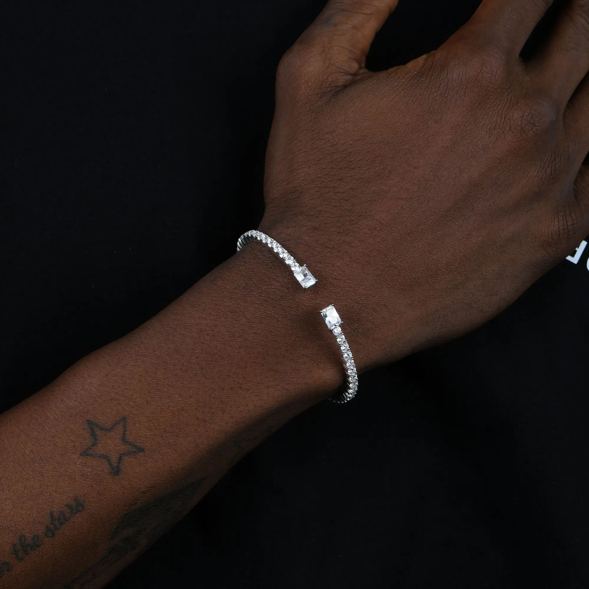 Moissanite Multiple Spring Tennis Bangle Bracelet - Image 8