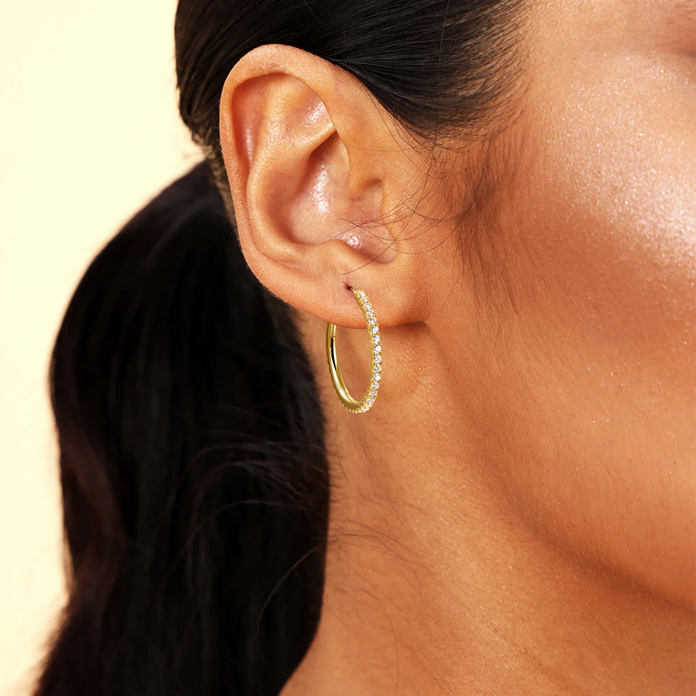 Moissanite S925 One Row Large Hoop Earrings - Image 10
