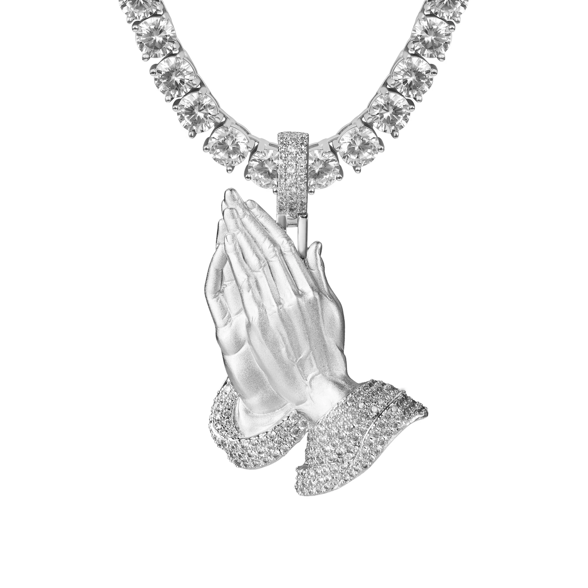 Moissanite Praying Hand Pendant - Image 14