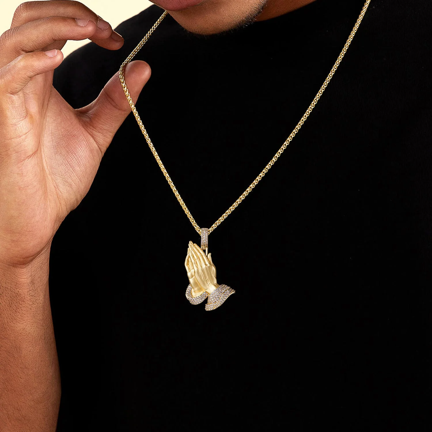 Moissanite Praying Hand Pendant - Image 2