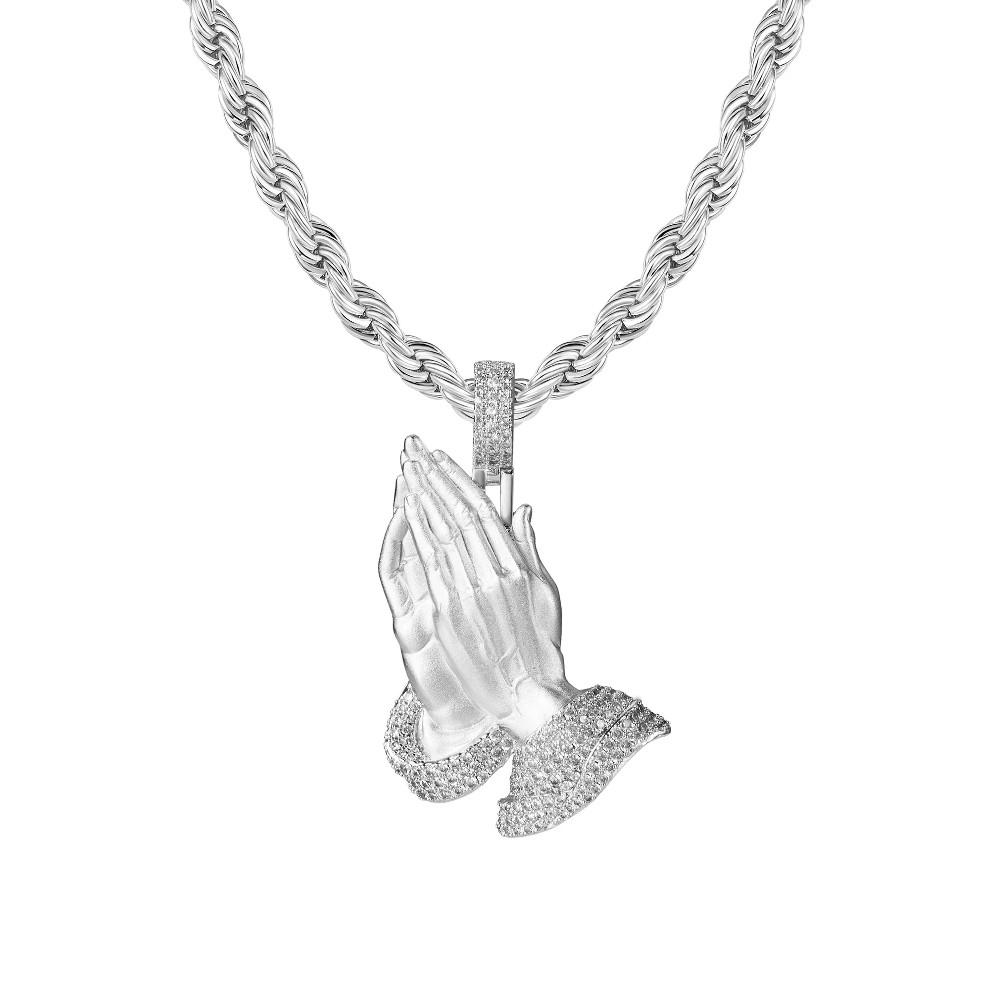 Moissanite Praying Hand Pendant - Image 9