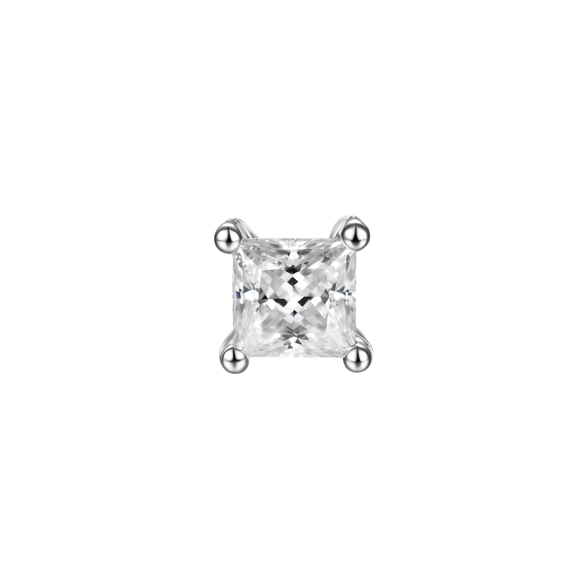 Moissanite S925 Princess Stud Earring - Image 4
