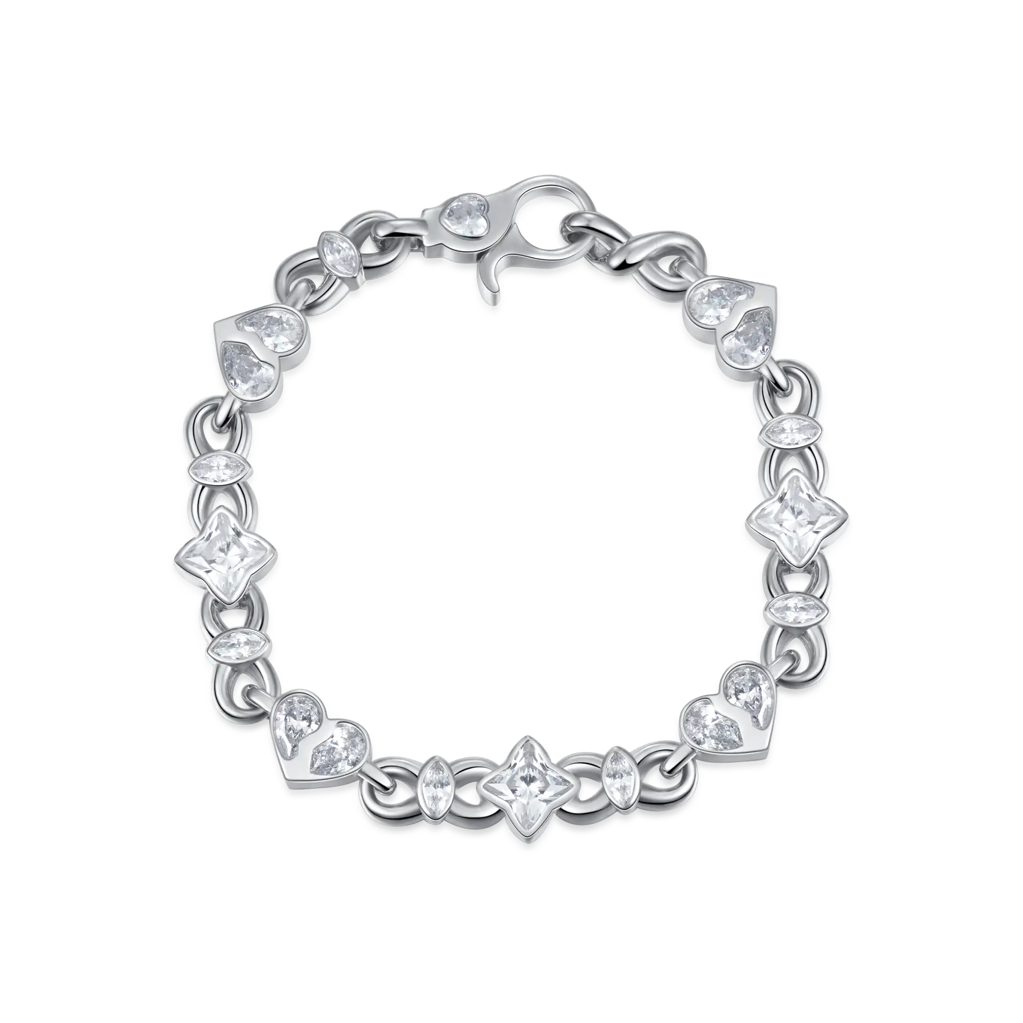 Moissanite Radiant Hearts Entwined Bracelet - 8mm - Image 10