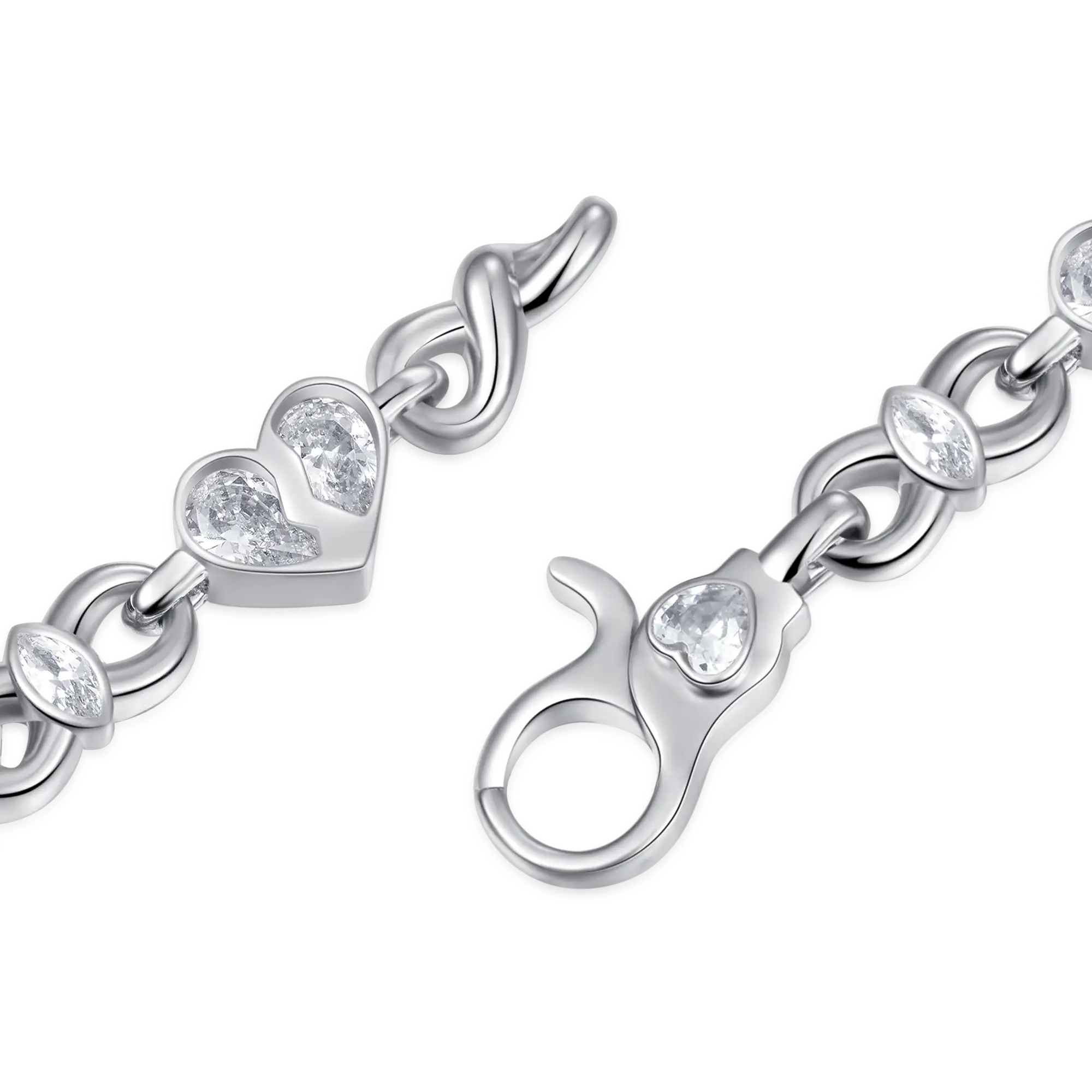 Moissanite Radiant Hearts Entwined Bracelet - 8mm - Image 11