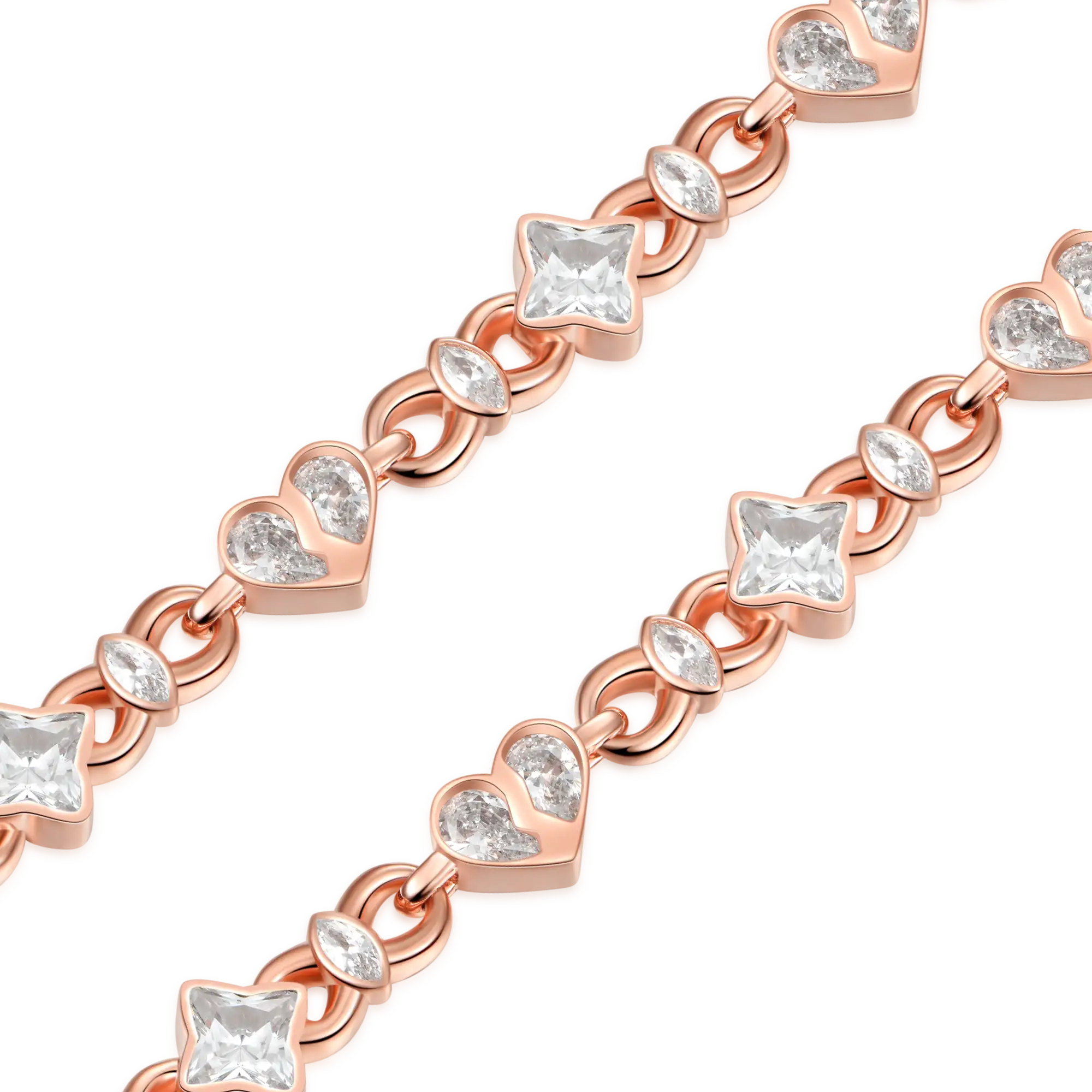 Moissanite Radiant Hearts Entwined Bracelet - 8mm - Image 4