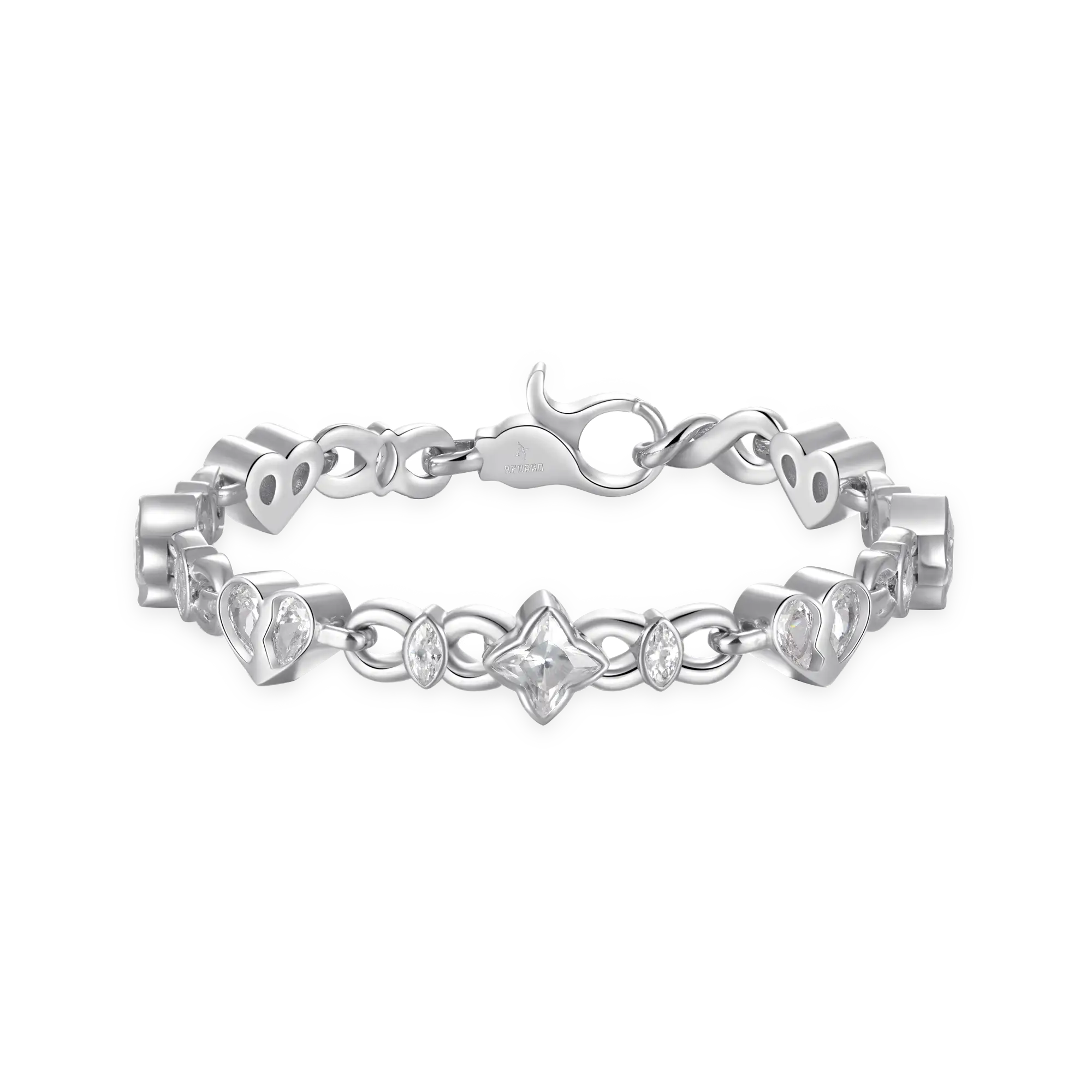 Moissanite Radiant Hearts Entwined Bracelet - 8mm - Image 8