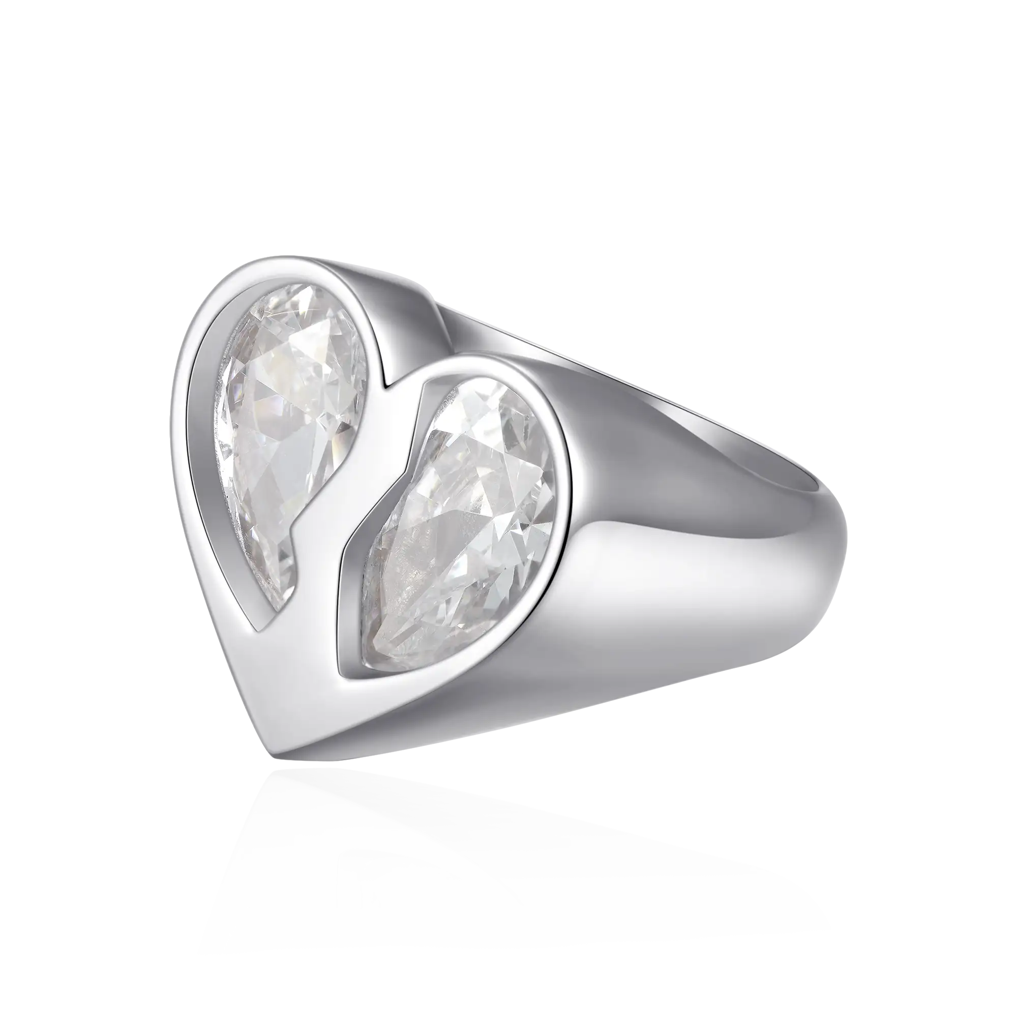 Moissanite Radiant Hearts Entwined Ring - Image 10
