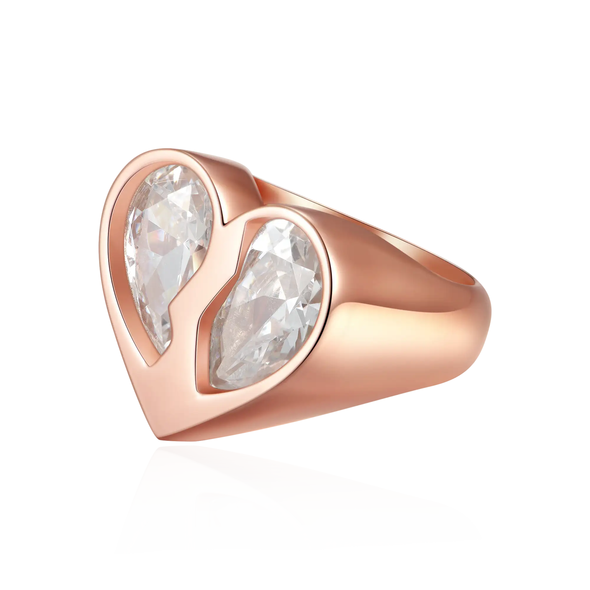 Moissanite Radiant Hearts Entwined Ring - Image 6