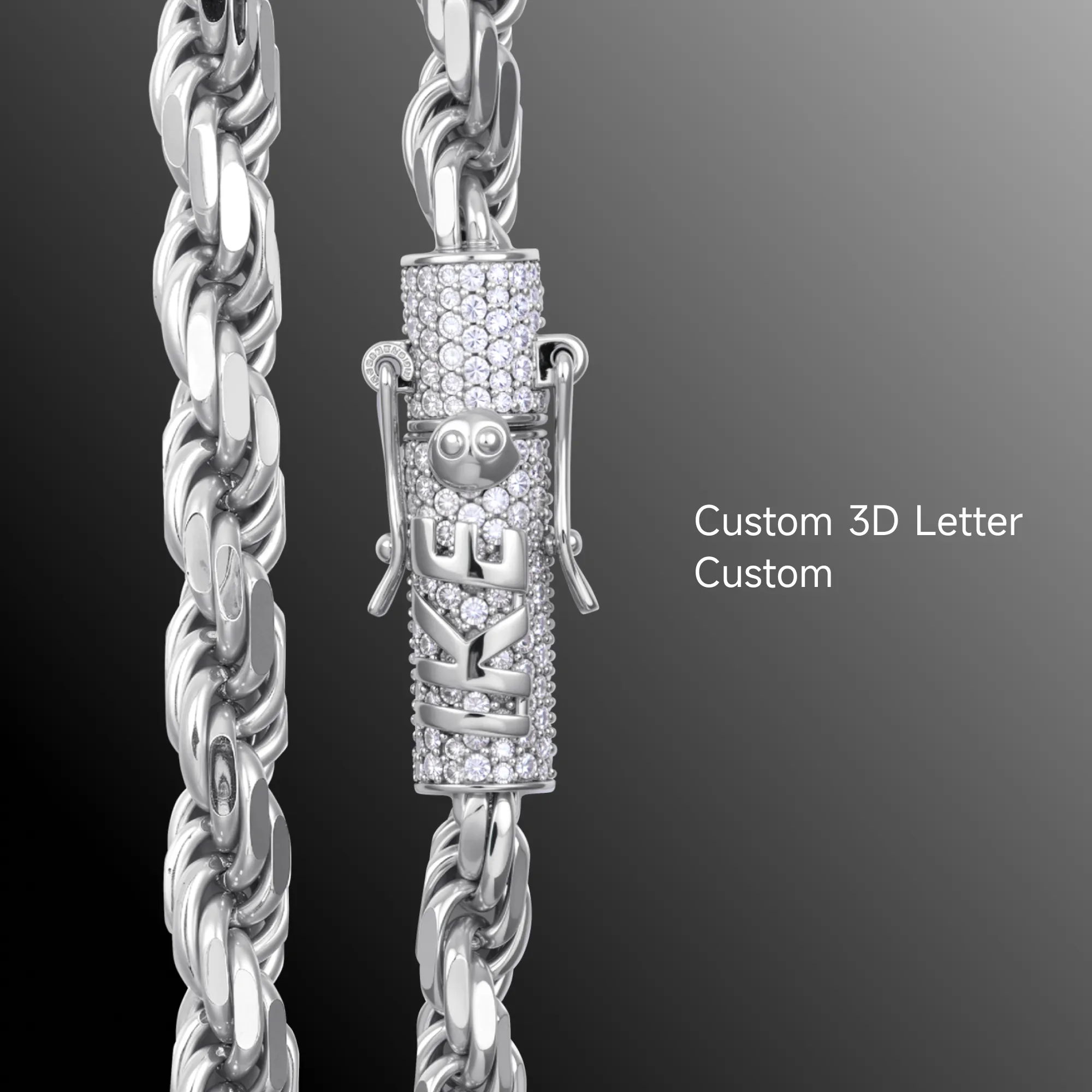 S925 Rope Chain With Moissanite Clasp - 6mm - Image 11