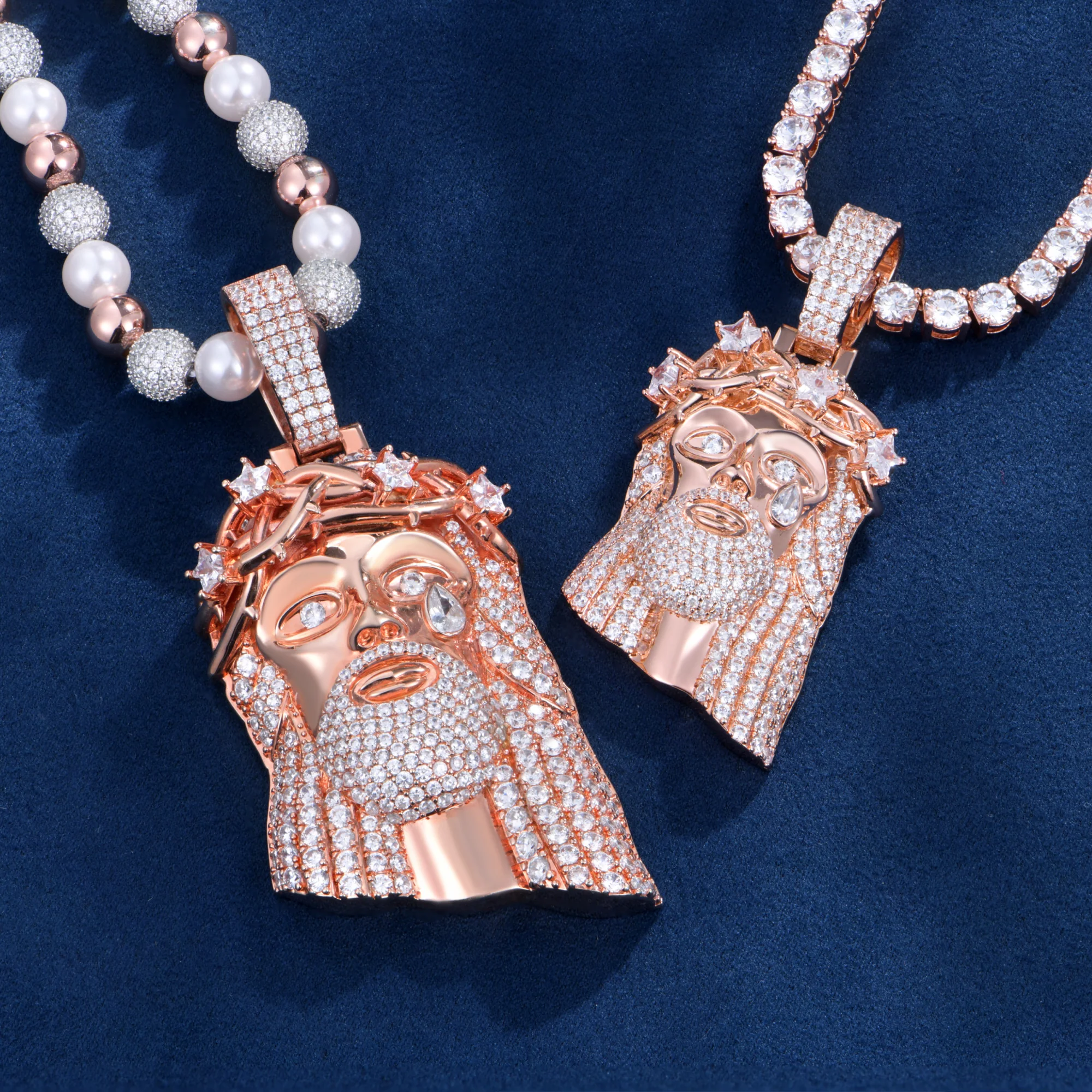 Rose Gold Stellar Jesus Pendant - Medium - Image 3