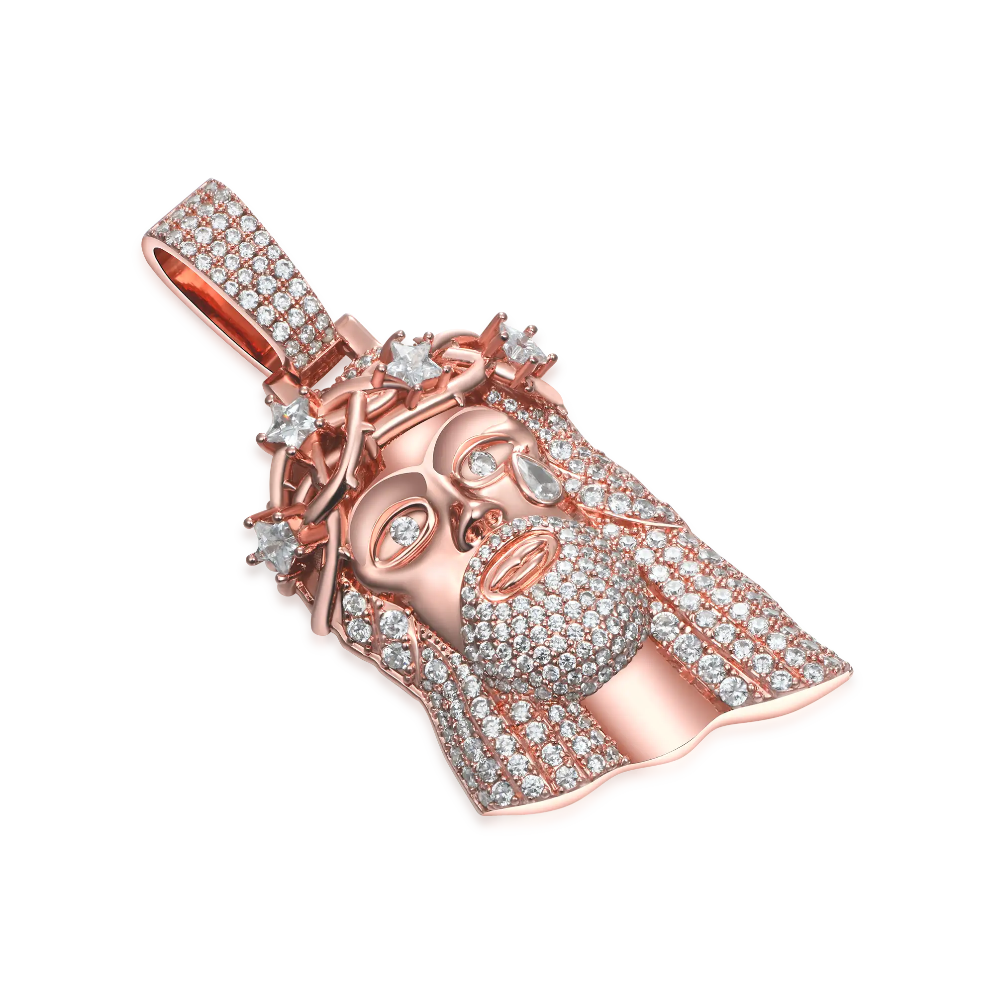 Moissanite Rose Gold Stellar Jesus Pendant - Large - Image 6
