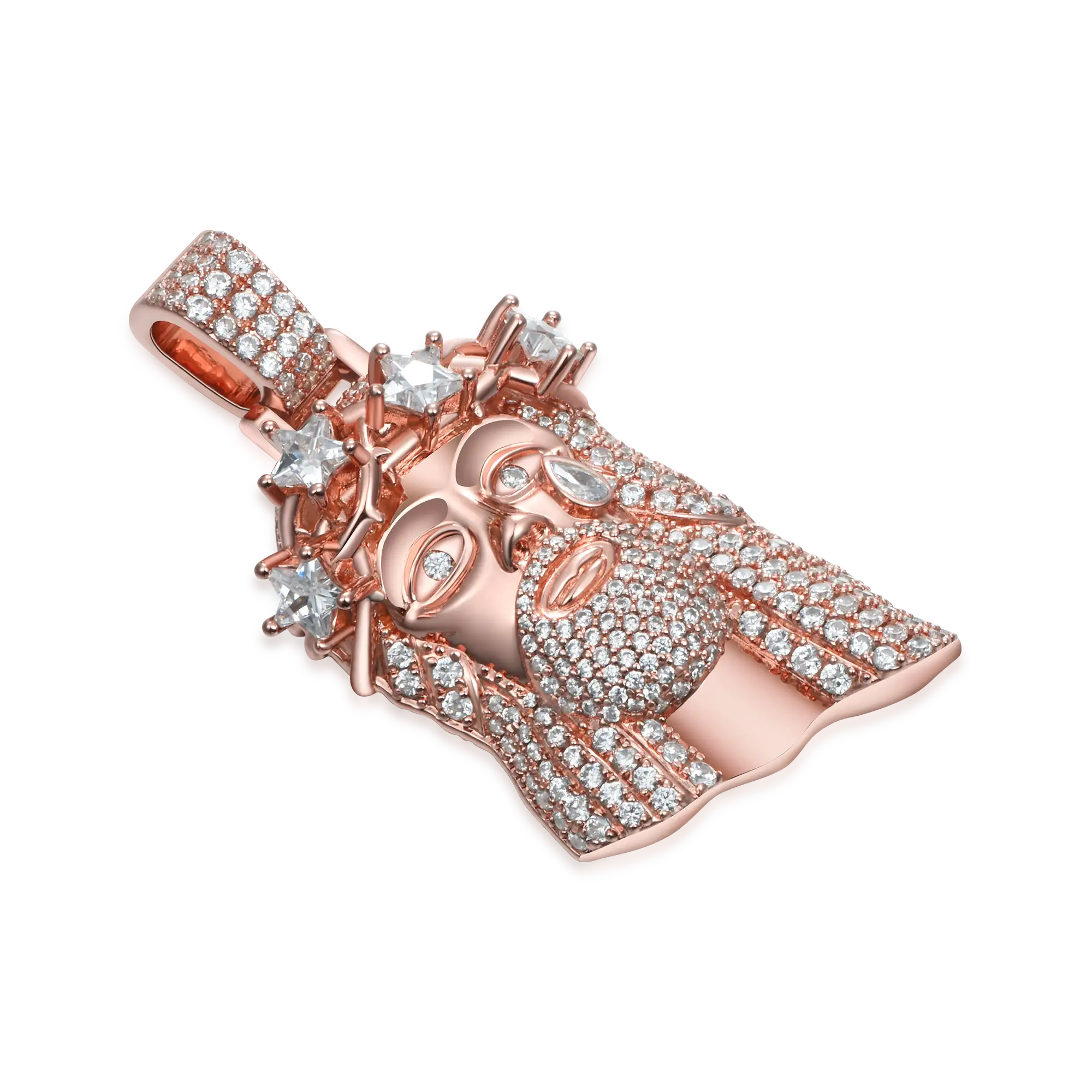Moissanite Rose Gold Stellar Jesus Pendant - Small - Image 6