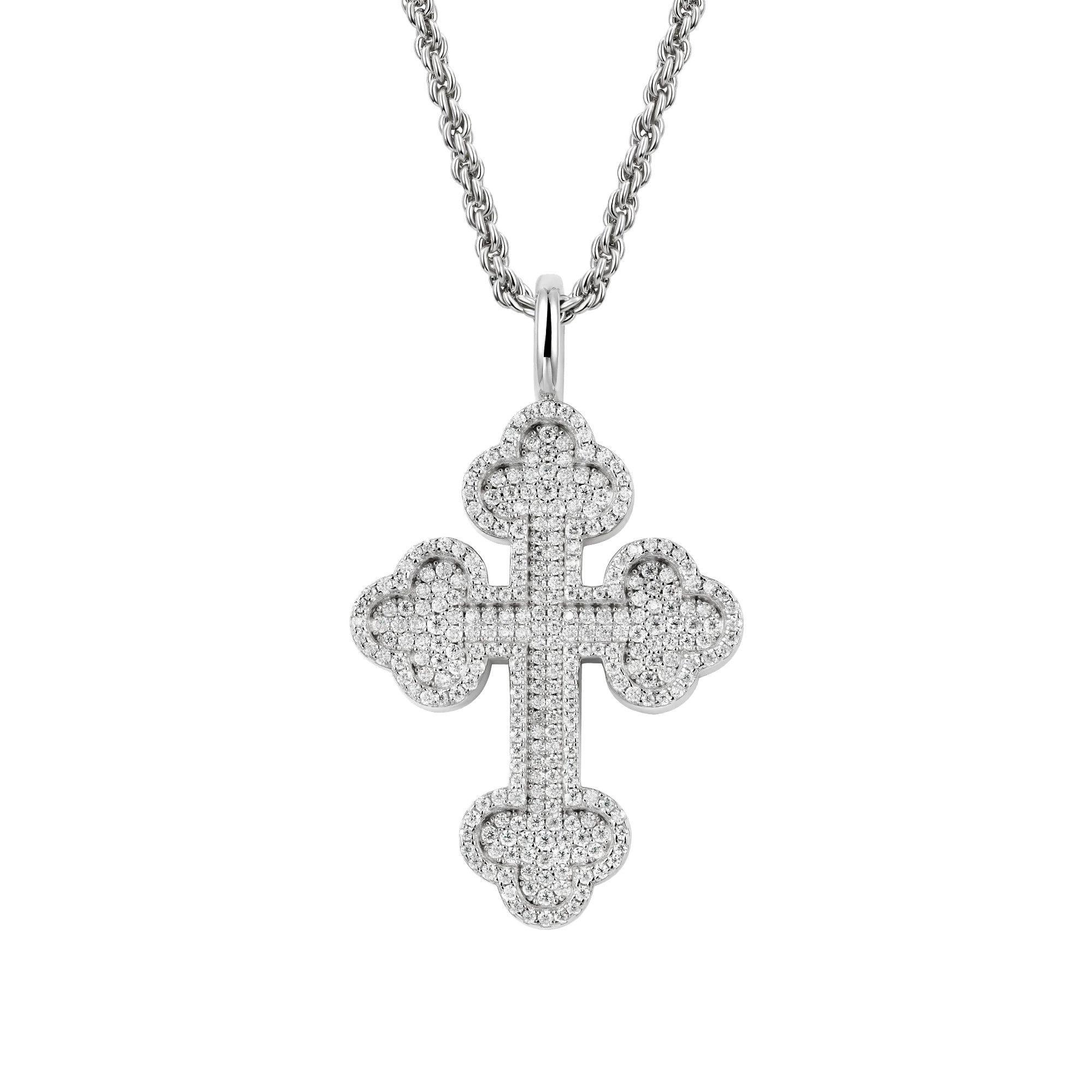 Moissanite Round Cut Bottoni Cross Pendant