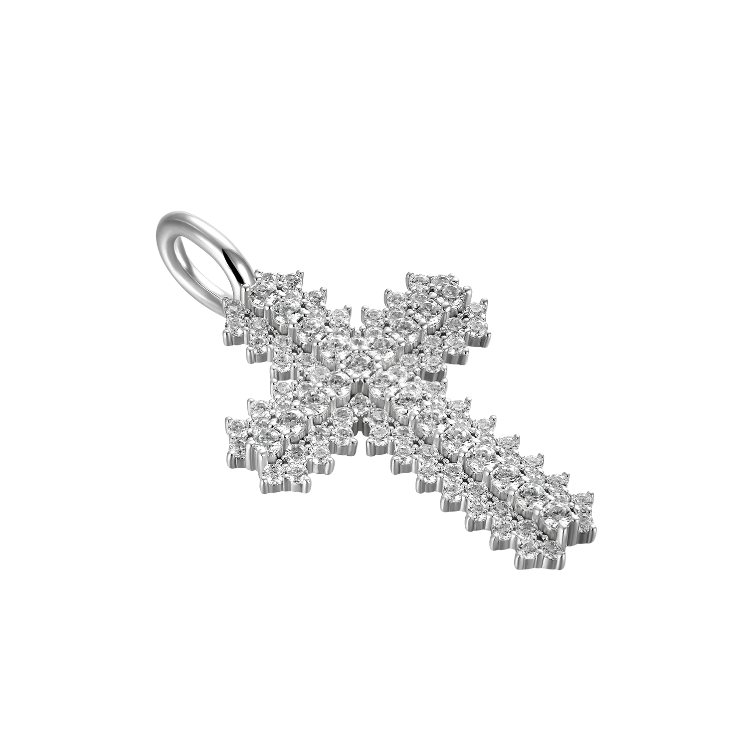 Moissanite Round Cut Flooded Cross Pendant - Image 3