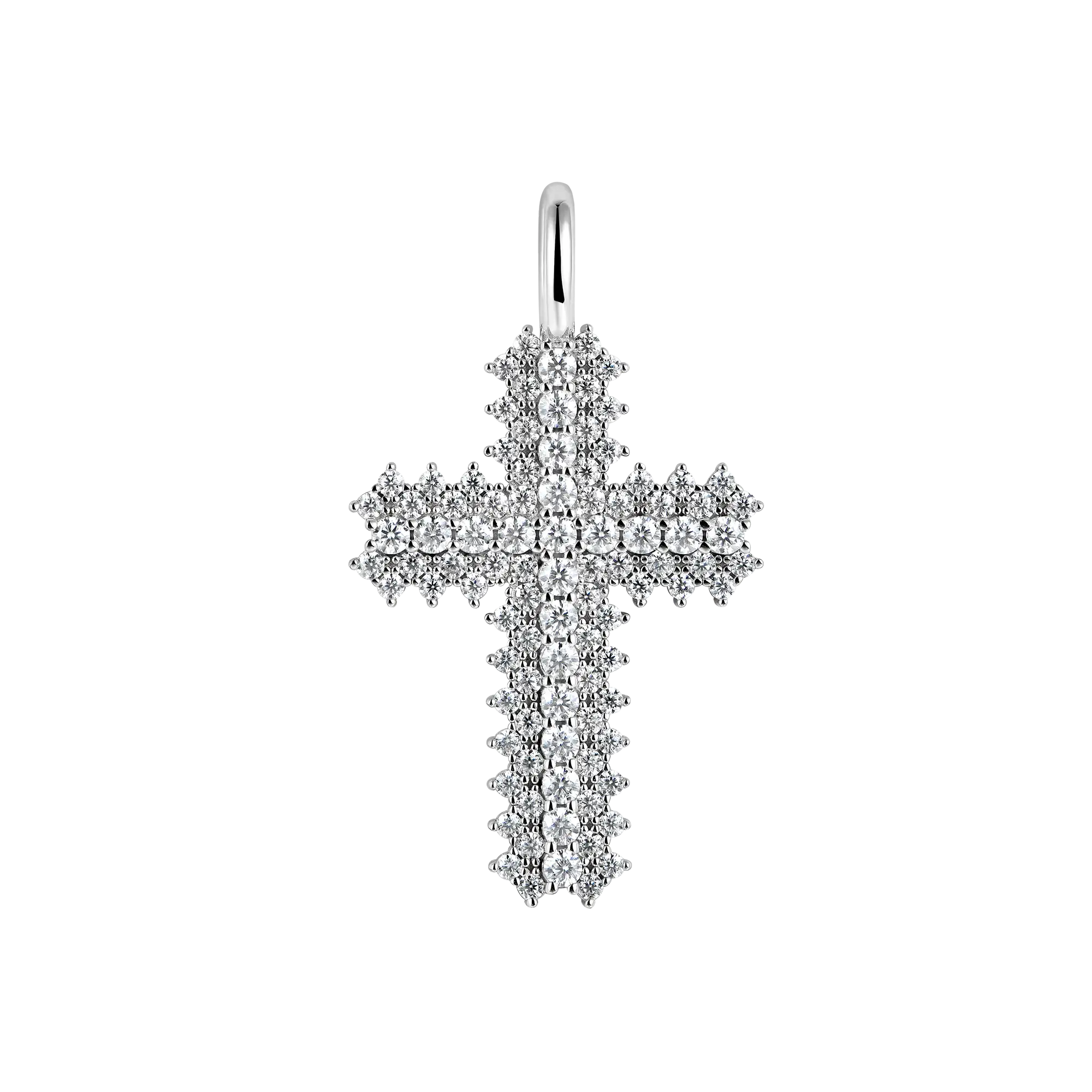 Moissanite Round Cut Flooded Cross Pendant - Image 4
