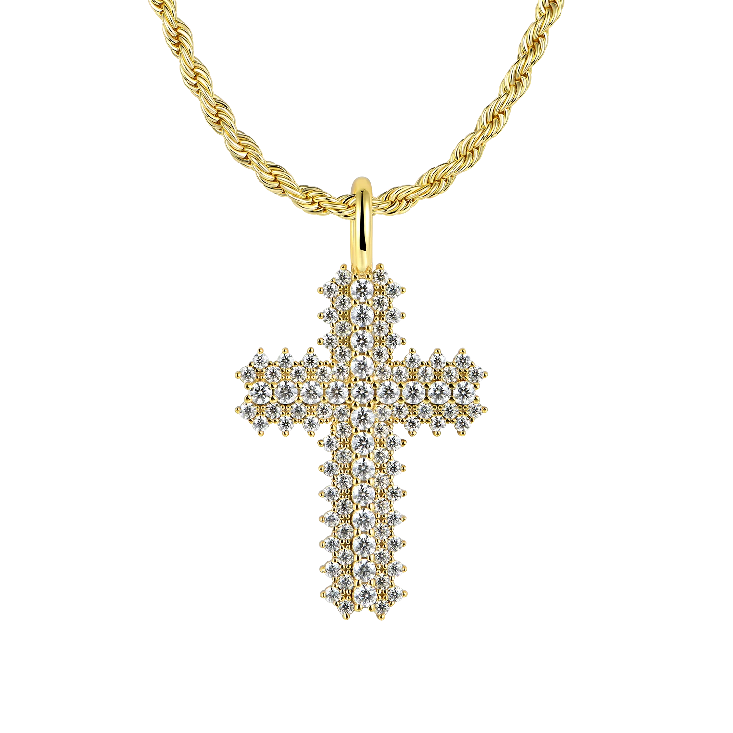 Moissanite Round Cut Flooded Cross Pendant - Image 6