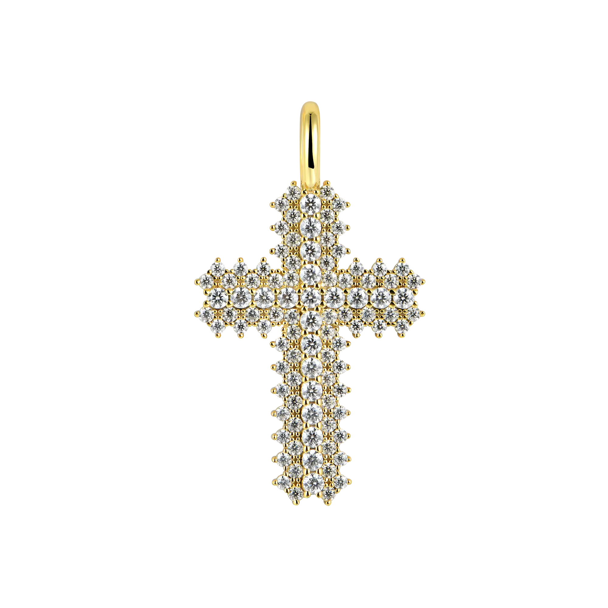 Moissanite Round Cut Flooded Cross Pendant - Image 8