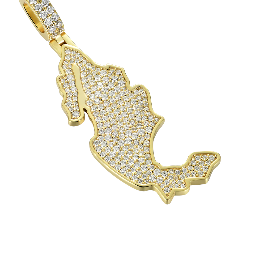 Moissanite Round Cut Map of Mexico Pendant - Image 12
