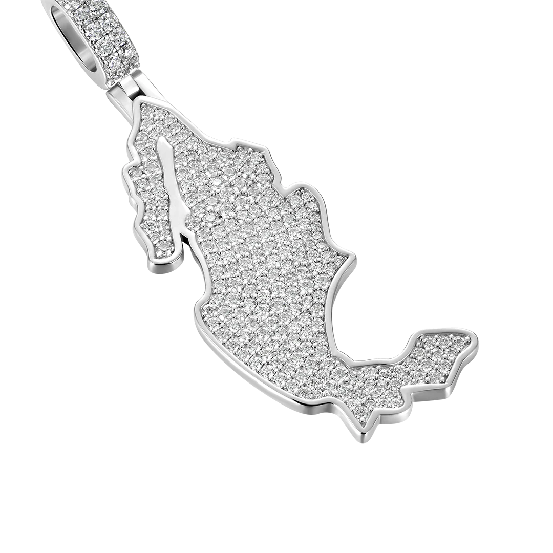 Moissanite Round Cut Map of Mexico Pendant - Image 5