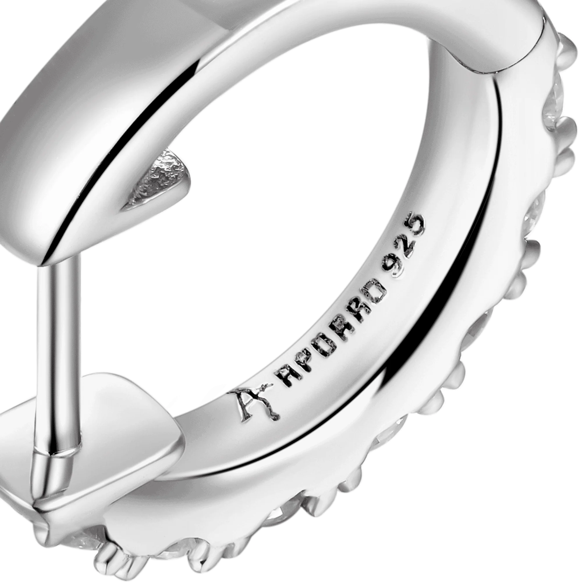 Single Moissanite Single Row Hoop Earring - Image 3